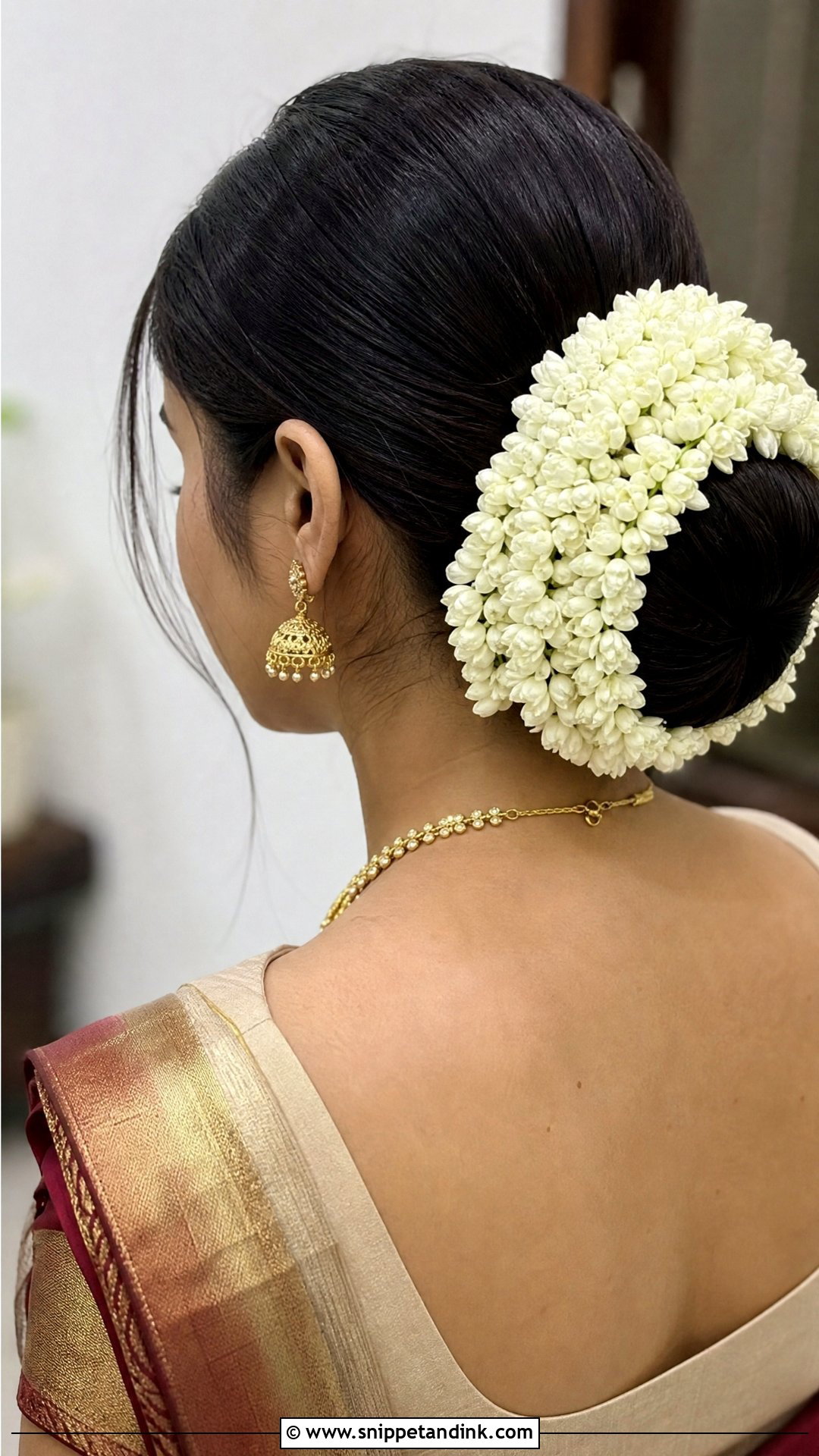 Gajra Bun Hairstyle - Snippet and Ink - 20 Indian Wedding Buns Hairstyles