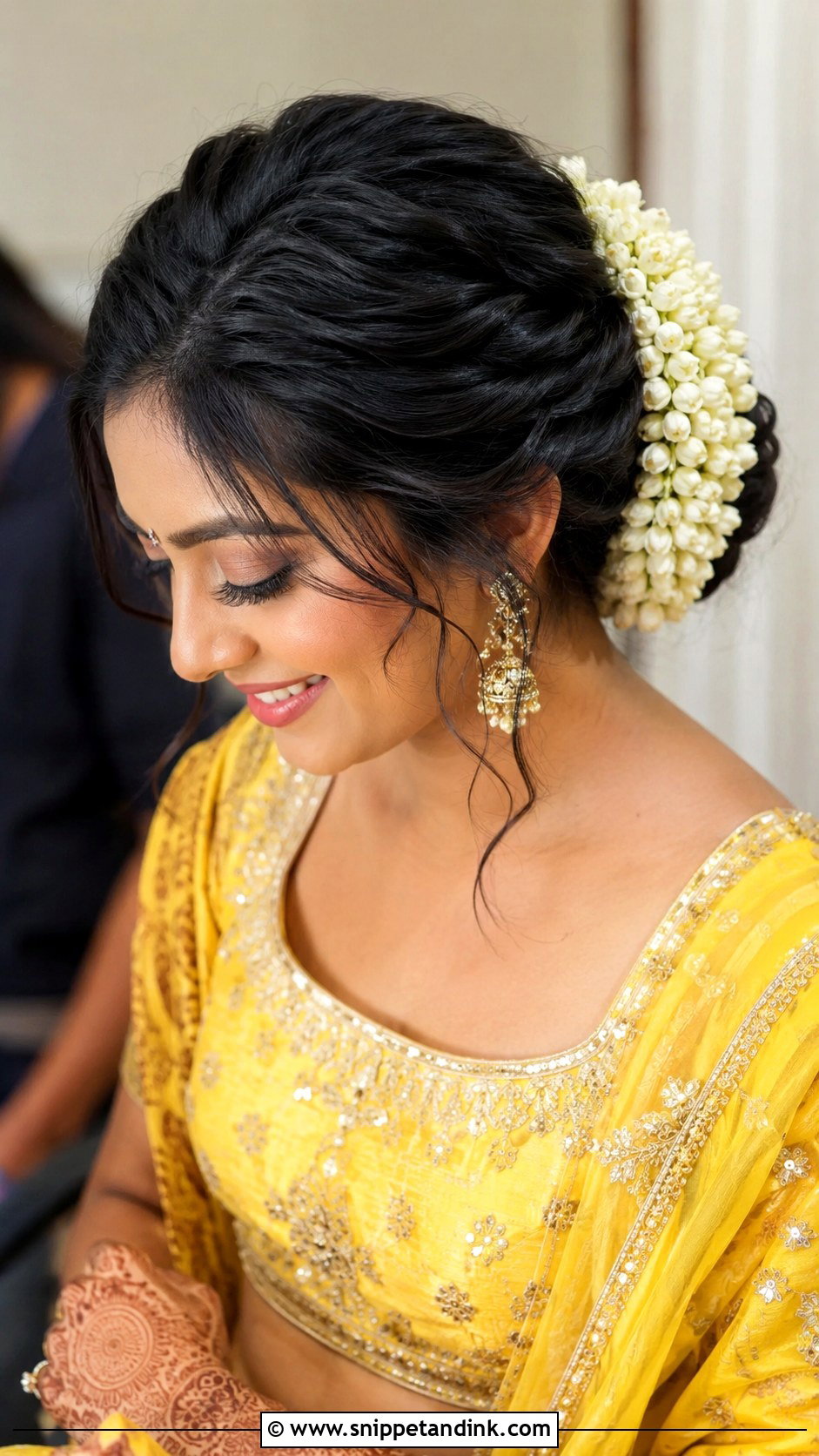Gajra Bun Mehendi Hairstyle - Snippet and Ink - 15 Mehendi Hairstyles for Bride
