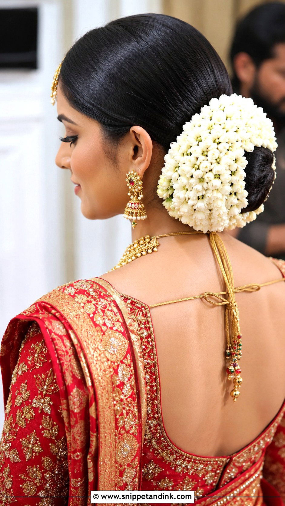 Gajra Bun With Fresh Jasmine Flowers - Snippet and Ink - 25 Indian Weddings Bridal Hair Styles