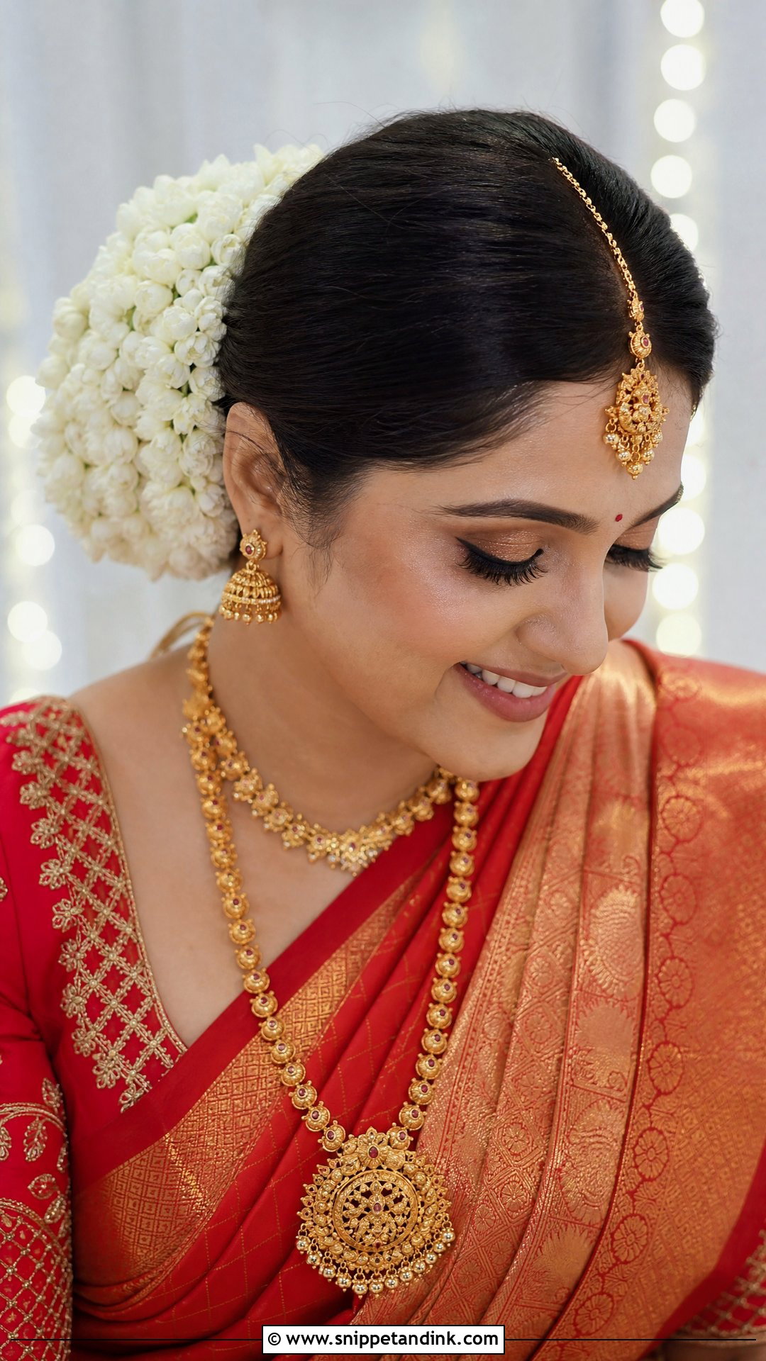 Gajra Bun With Fresh Jasmine - Snippet and Ink - 20 Traditional Indian Wedding Hairstyles