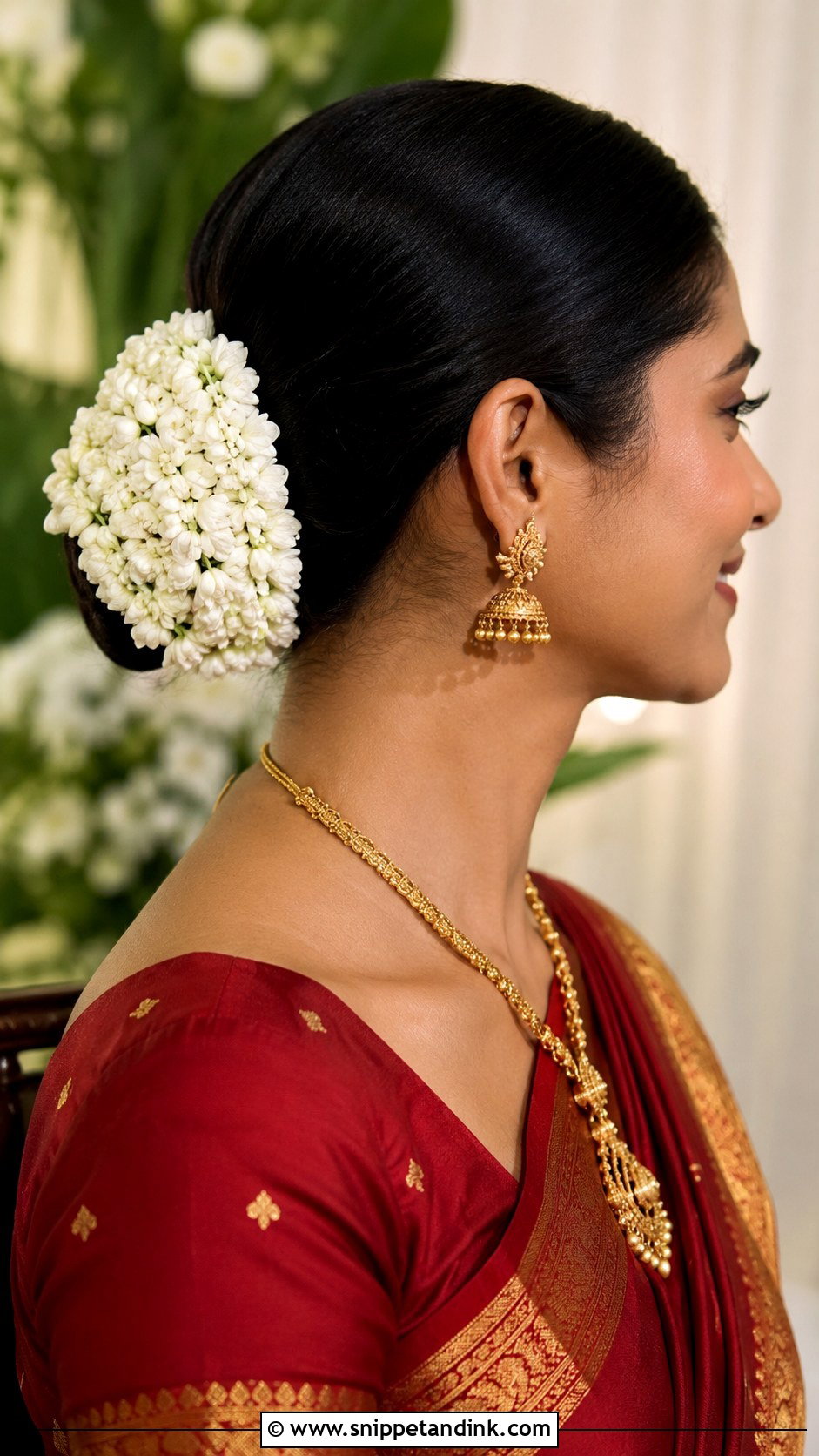 Gajra Bun With Jasmine Flowers - Snippet and Ink - 25 Indian Bridal Hair Buns
