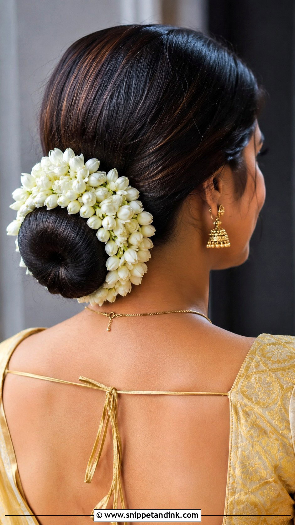 Gajra Bun for Saree - Snippet and Ink - 20 Indian Non Bridal Hairstyles