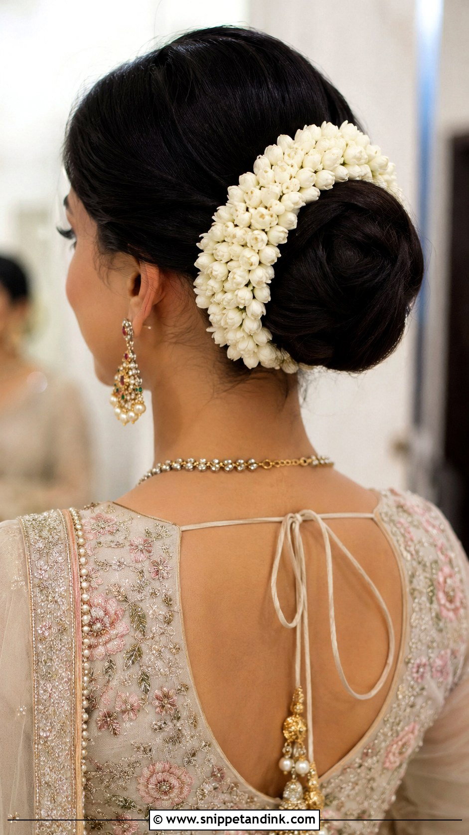 Gajra Bun - Snippet and Ink - 30 Hairstyle for Engagement Ideas
