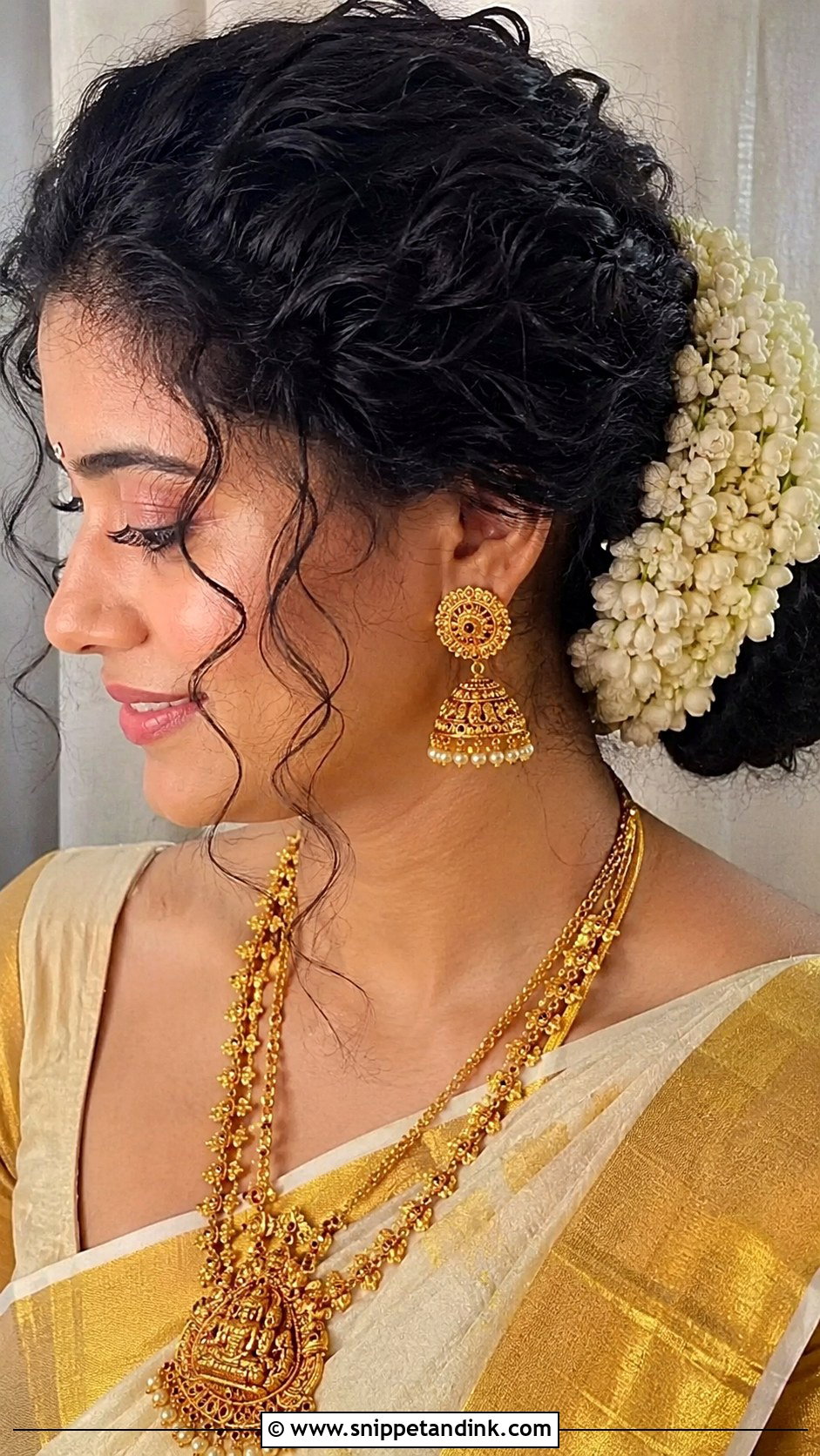 Gajra Curls Hairstyle For Indian Wedding - Snippet and Ink - 20 Curls Hairstyles Indian Wedding