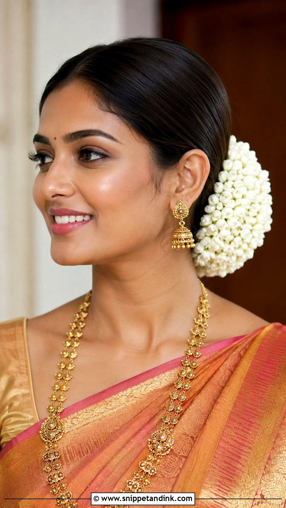 Gajra With Low Bridal Bun - Snippet and Ink - 15 Indian Bridal Hair Accessories