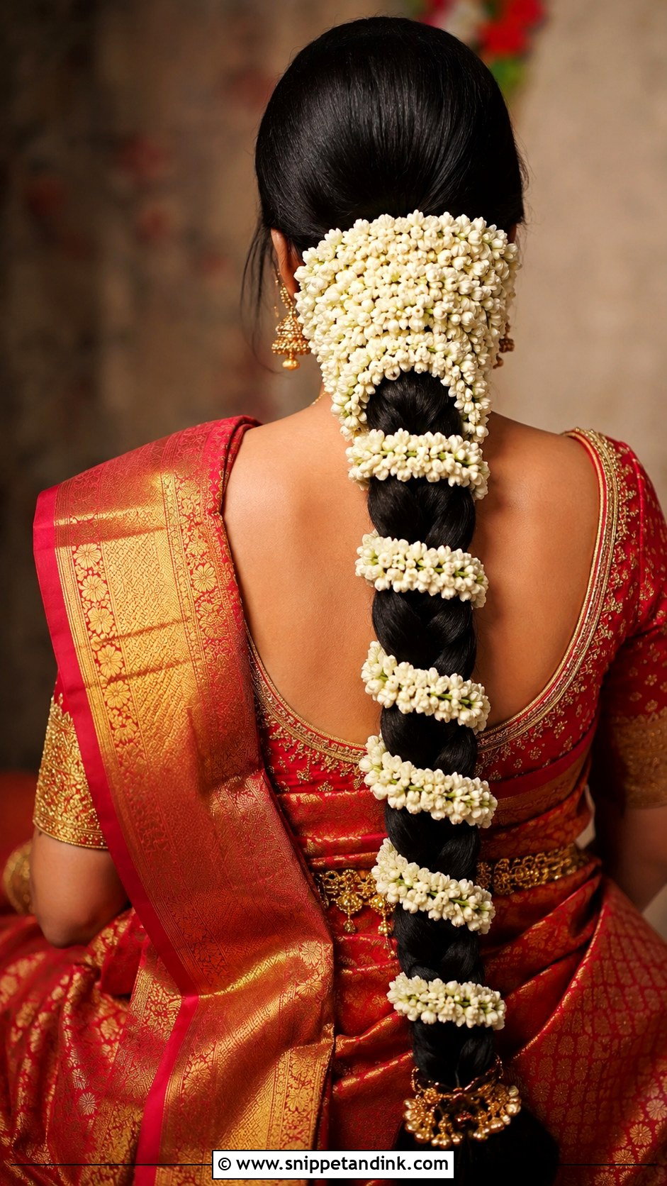 Gajra Wrapped Braid - Snippet and Ink - 25 Hair Styles for Indian Wedding