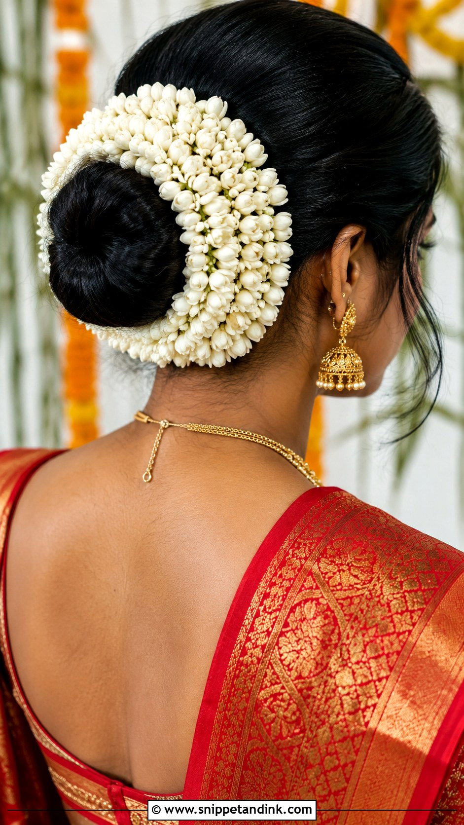 Gajra Wrapped Bun - Snippet and Ink - 25 Trendy Indian Wedding Hairstyles