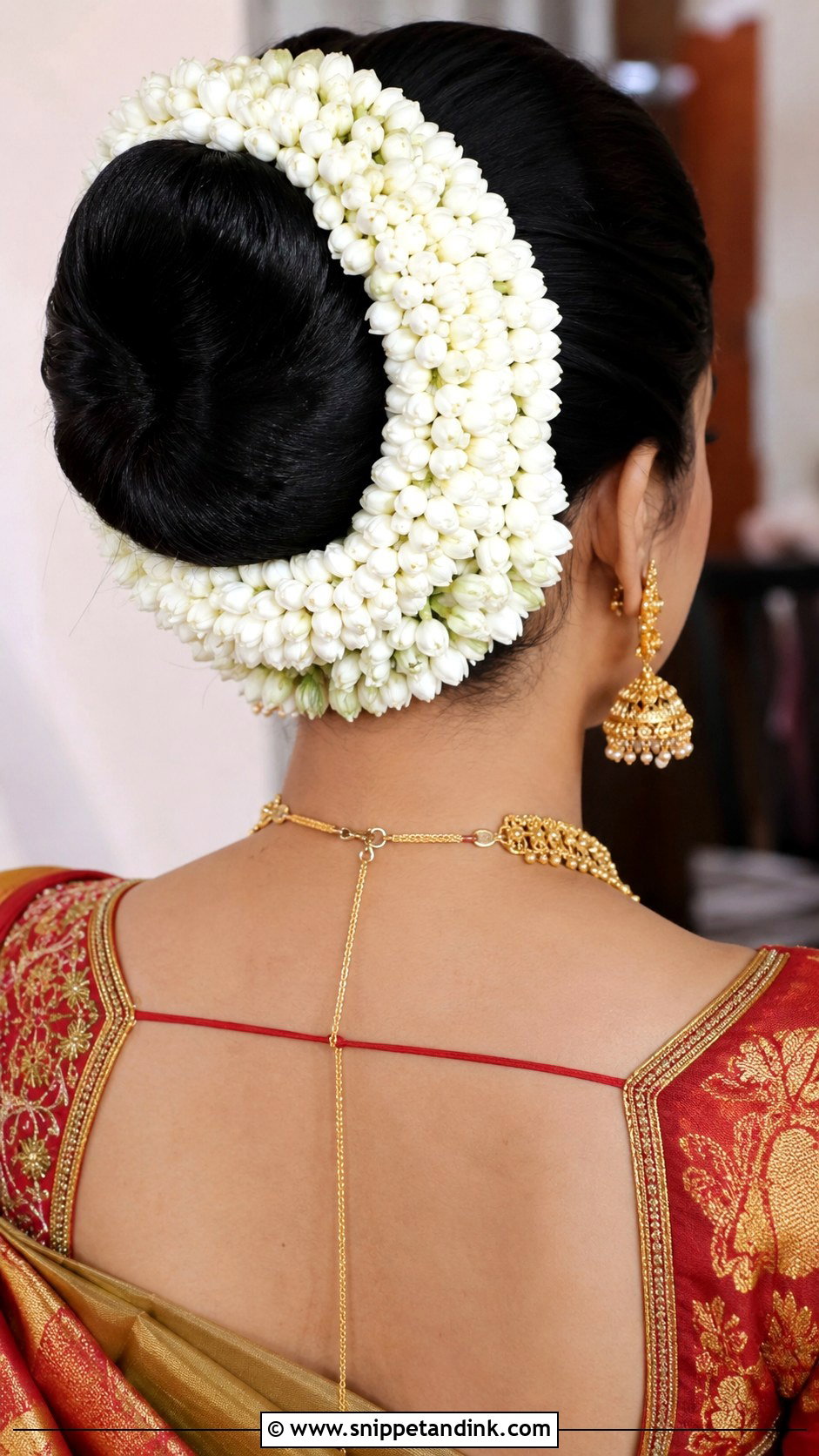 Gajra Wrapped High Bun Bridal Juda - Snippet and Ink - 25 Bridal Juda Hairstyles