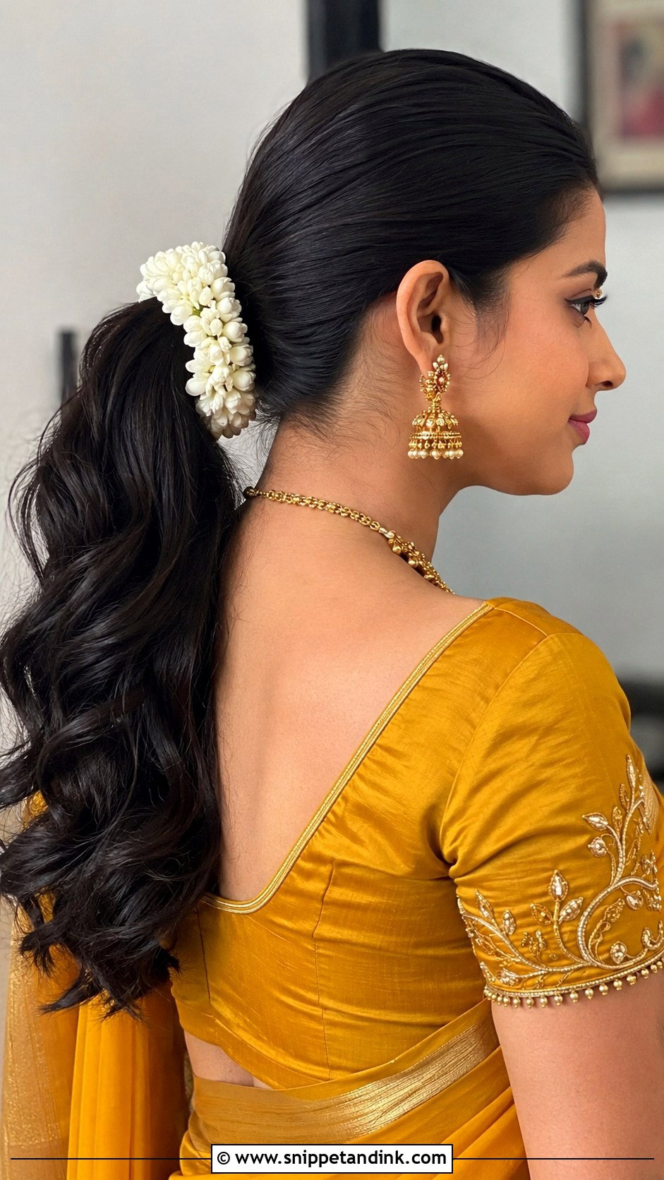 Gajra Wrapped Ponytail - Snippet and Ink - 20 Latest Indian Wedding Bridal Hairstyle Ideas