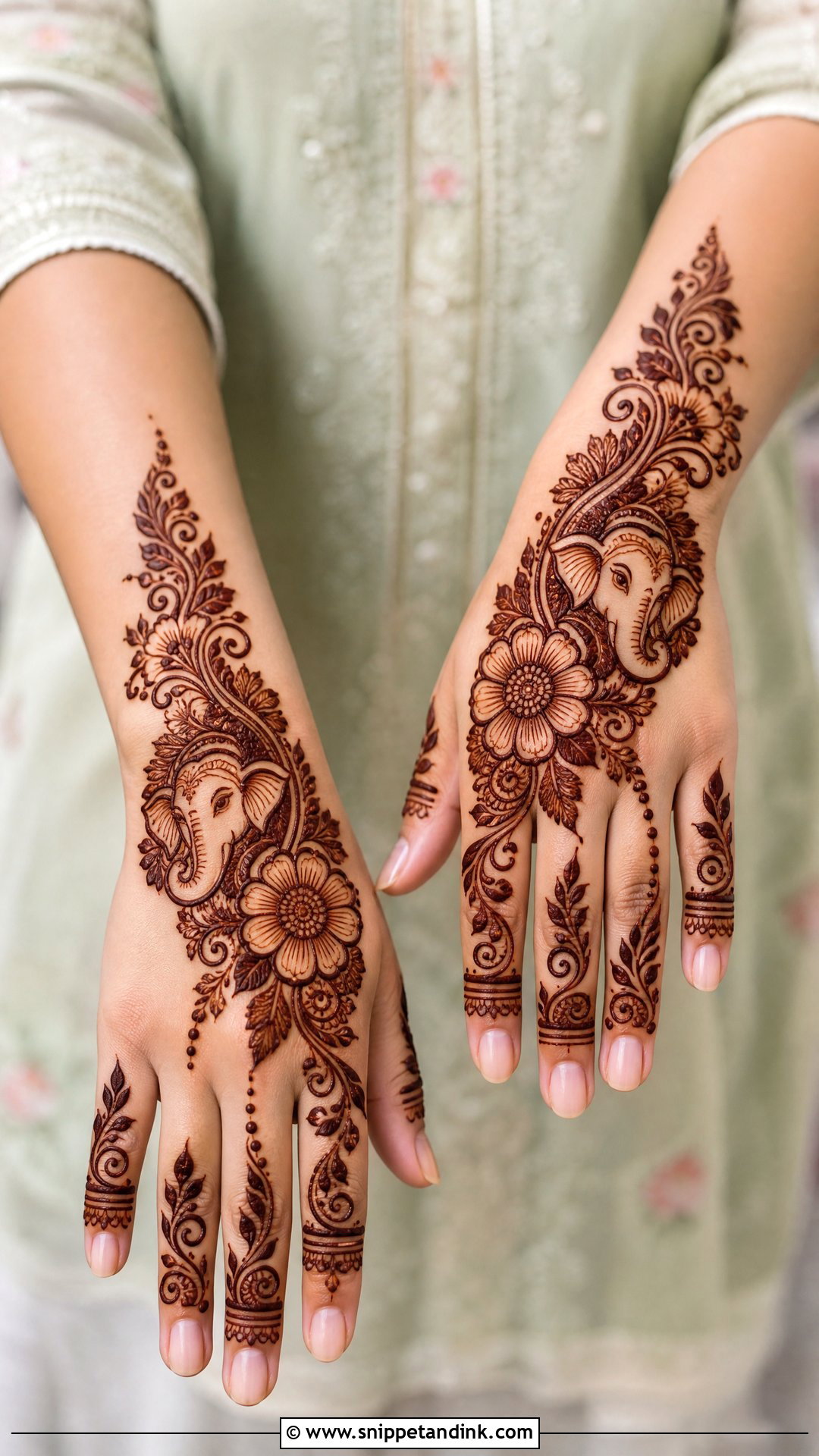 Ganpati Bappa Arabic Mehndi Design - Snippet and Ink - 20 Ganpati Bappa Mehndi Design Ideas