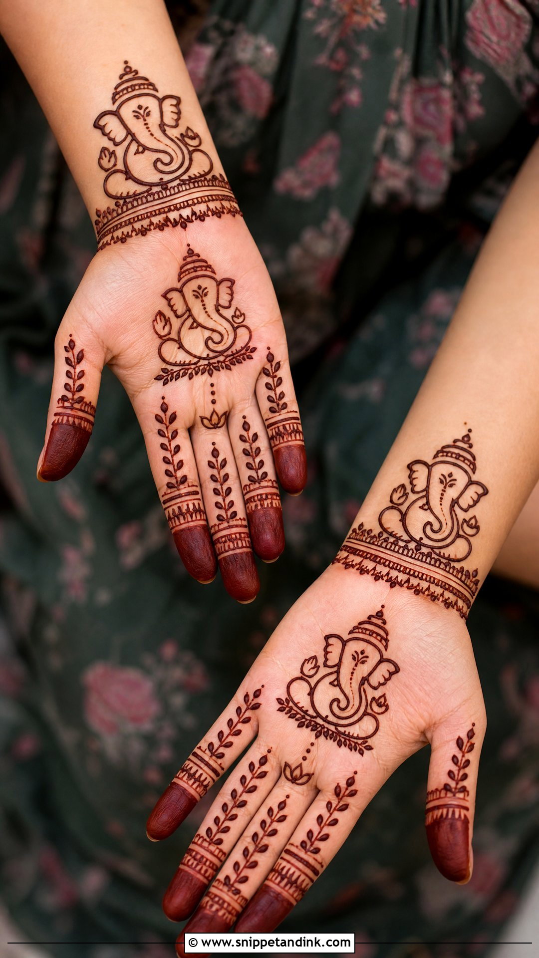 Ganpati Bappa Finger Mehndi Design - Snippet and Ink - 20 Ganpati Bappa Mehndi Design Ideas