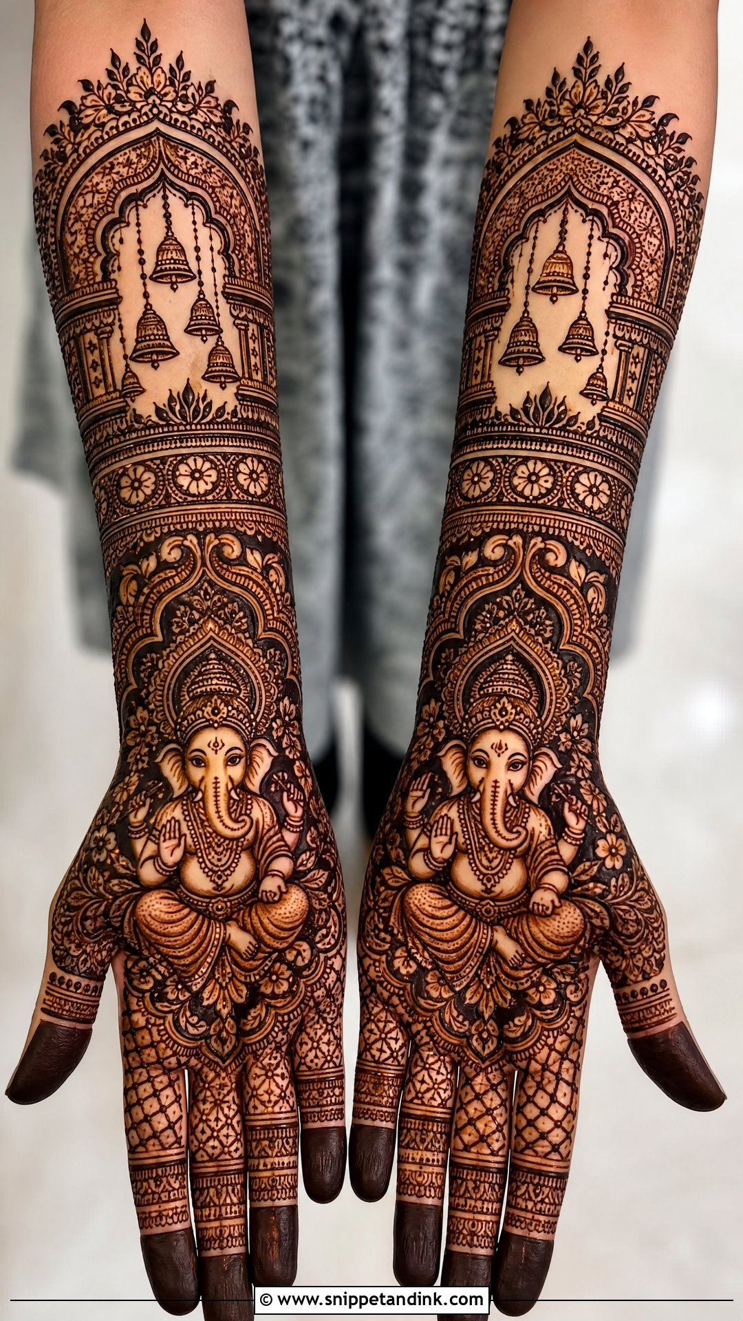 Ganpati Bappa Full Hand Mehndi Design - Snippet and Ink - 20 Ganpati Bappa Mehndi Design Ideas
