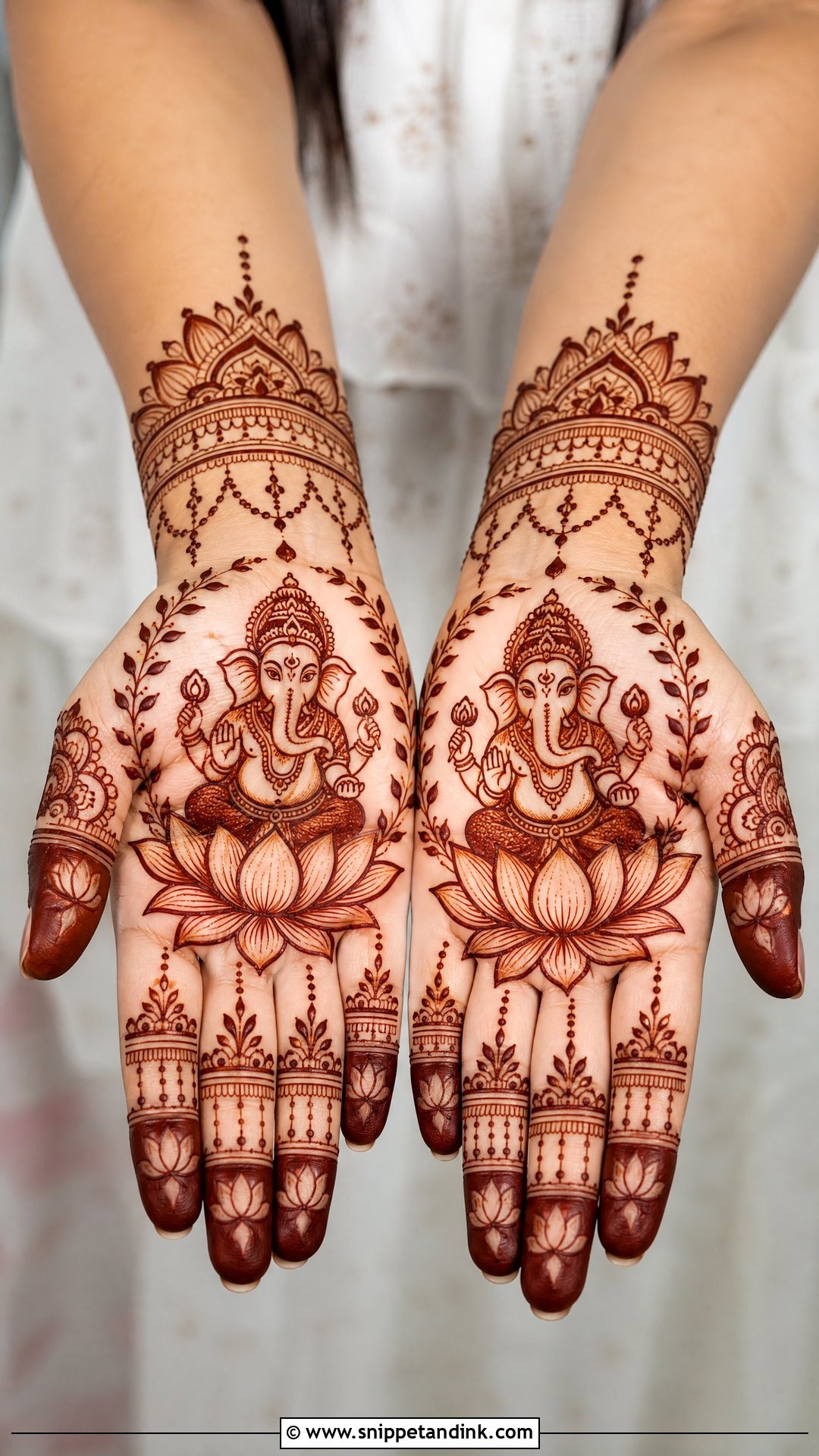 Ganpati Bappa Lotus Mehndi Design - Snippet and Ink - 20 Ganpati Bappa Mehndi Design Ideas