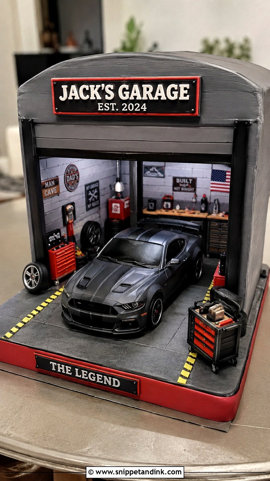 Garage Car Grooms Cake - Snippet and Ink - 20 Grooms Car Cake Ideas