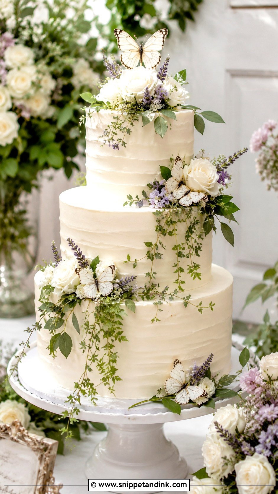 Garden 3 Tier Butterfly Wedding Cake - Snippet and Ink - 20 3 Tier Butterfly Cake Ideas for Wedding
