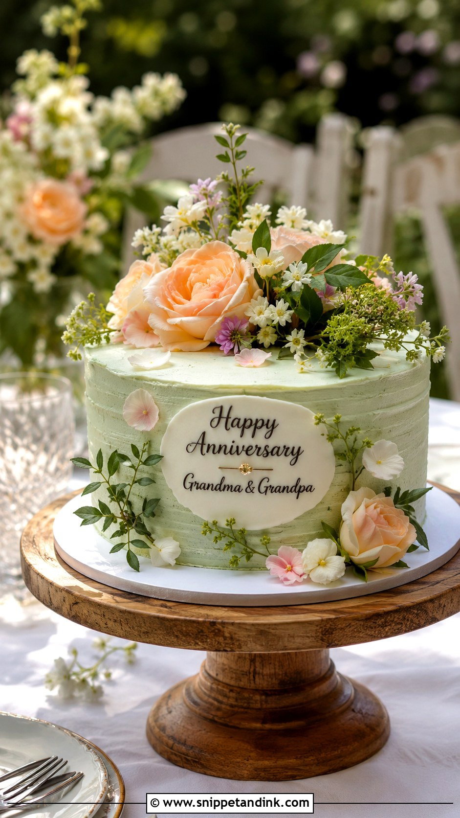 Garden Anniversary Cake - Snippet and Ink - 20 Anniversary Cake for Grandparents