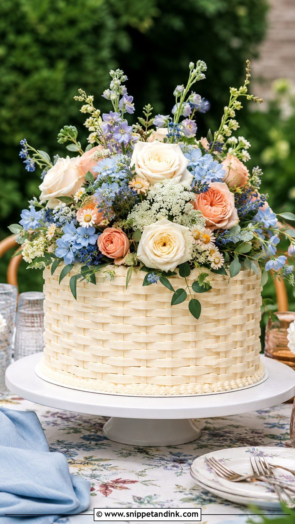 Garden Basket Wedding Cake With Mixed Flowers - Snippet and Ink - 20 Basket Cakes with Flowers for Wedding