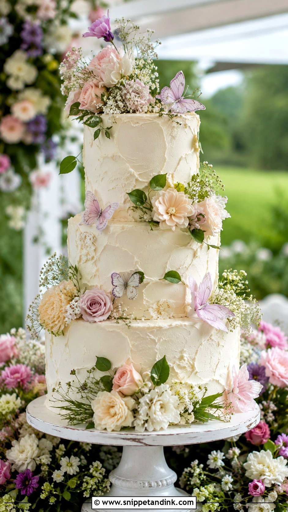 Garden Butterfly Wedding Cake - Snippet and Ink - 20 Cake Ideas with Butterfly for Wedding