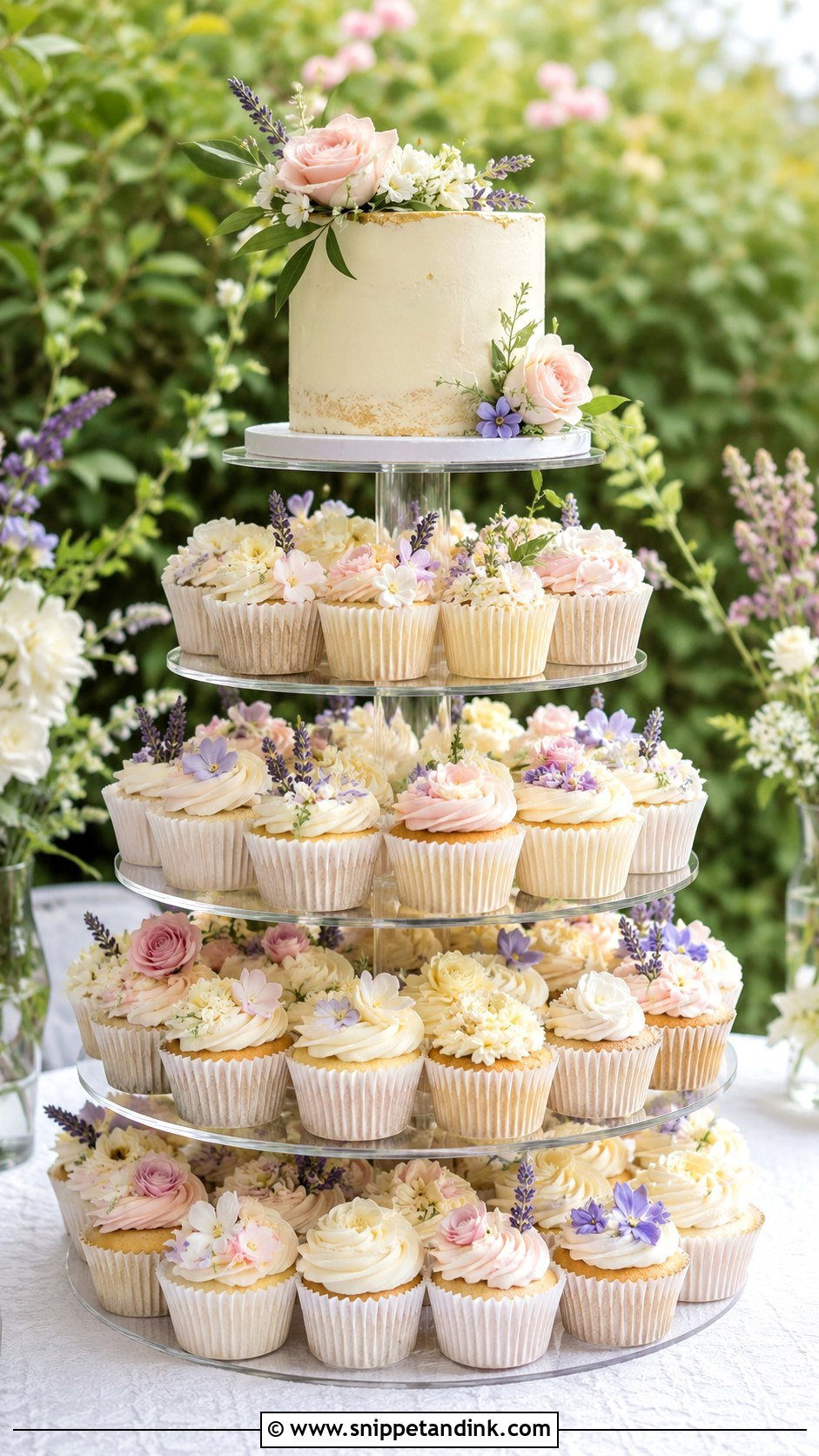 Garden Cupcake Wedding Cake Tower - Snippet and Ink - 25 Elegant Cupcake Wedding Cake Ideas