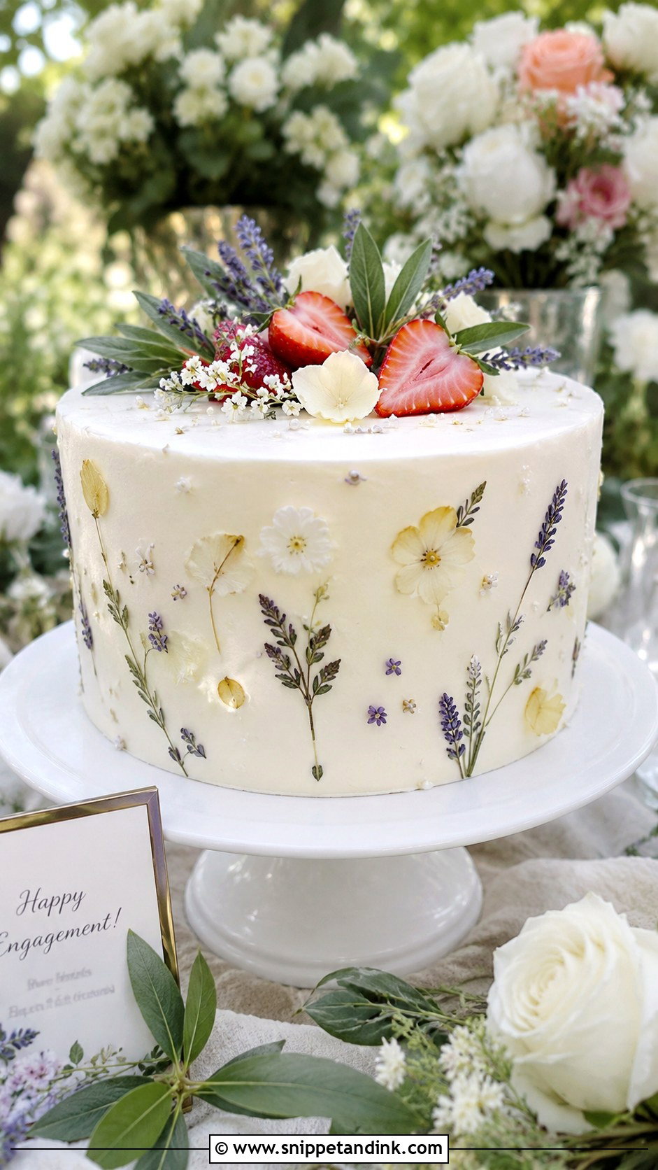 Garden Engagement Cake - Snippet and Ink - 20 Engagement Theme Cake Ideas