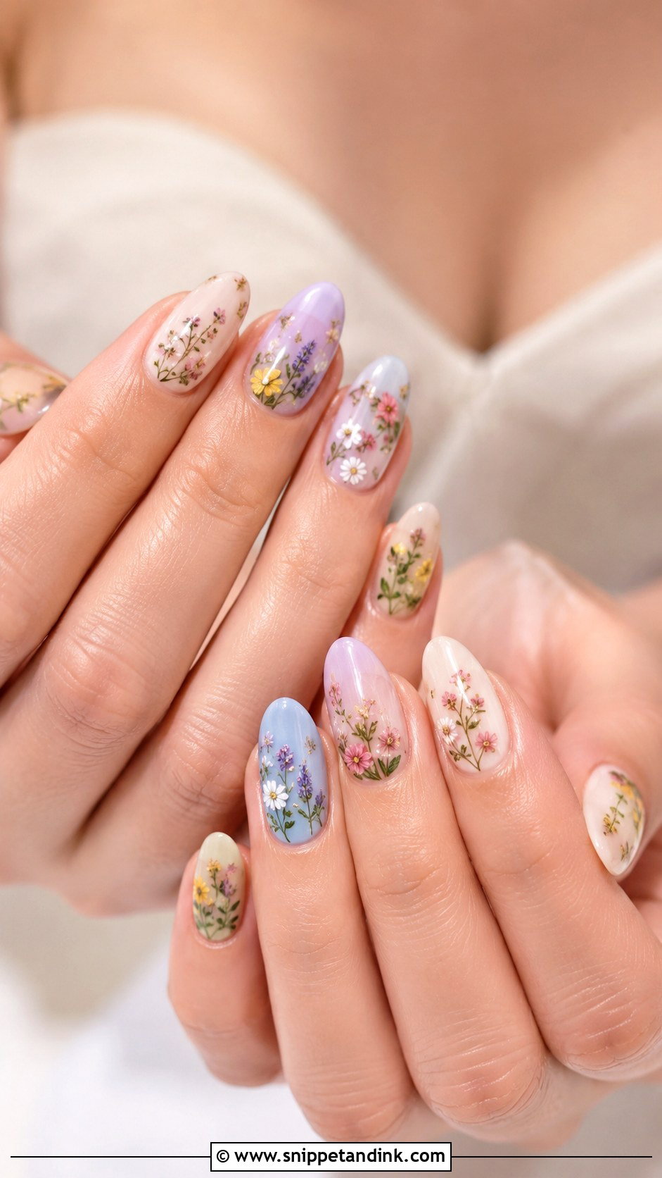 Garden Floral Bridal Nails - Snippet and Ink - 20 Floral Bridal Nails