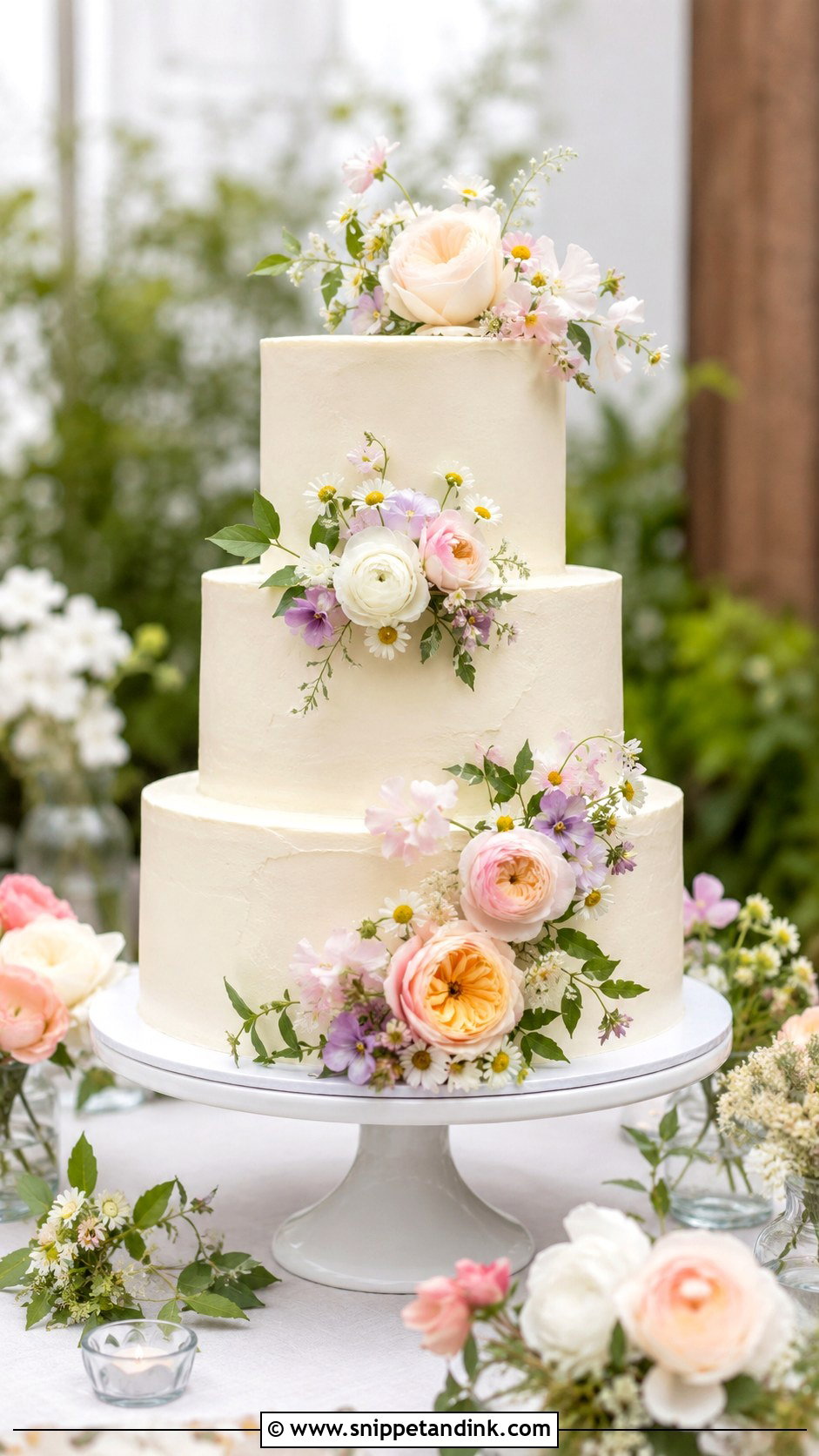 Garden Floral Wedding Cake - Snippet and Ink - 20 Simple Floral Wedding Cake Ideas