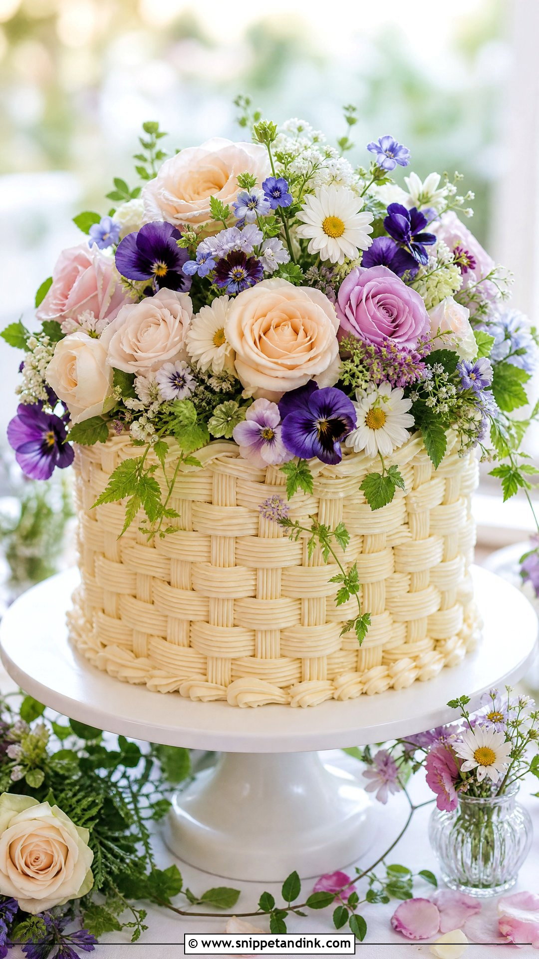 Garden Flower Basket Wedding Cake - Snippet and Ink - 25 Flower Basket Cake Ideas for Wedding