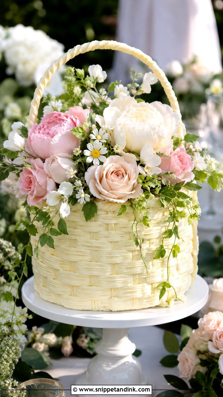Garden Flower Basket Wedding Cake - Snippet and Ink - 20 Flower Basket Cake Designs for Wedding