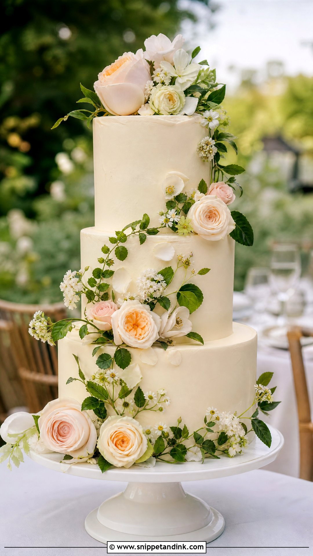 Garden Flower Wedding Cake - Snippet and Ink - 20 Wedding Cake 2024