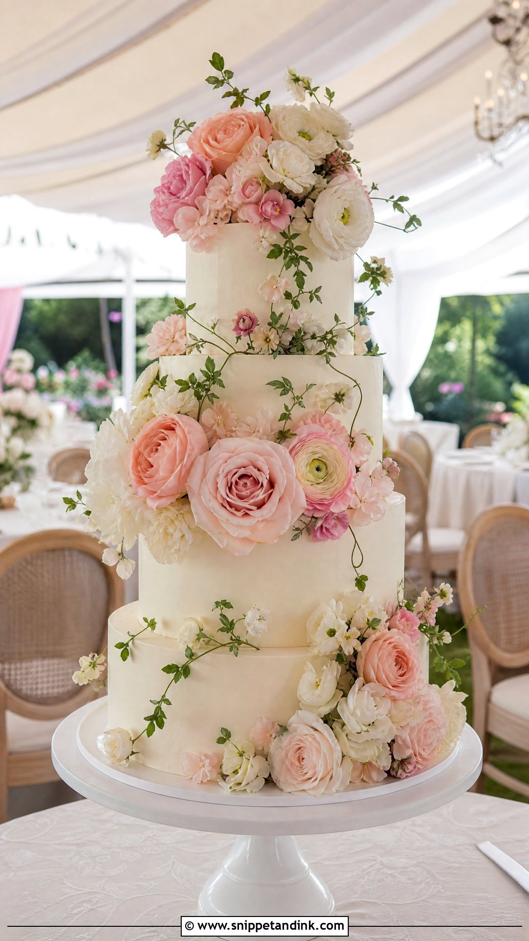 Garden Flower Wedding Cake - Snippet and Ink - 25 Flower Theme Cake Ideas for Wedding