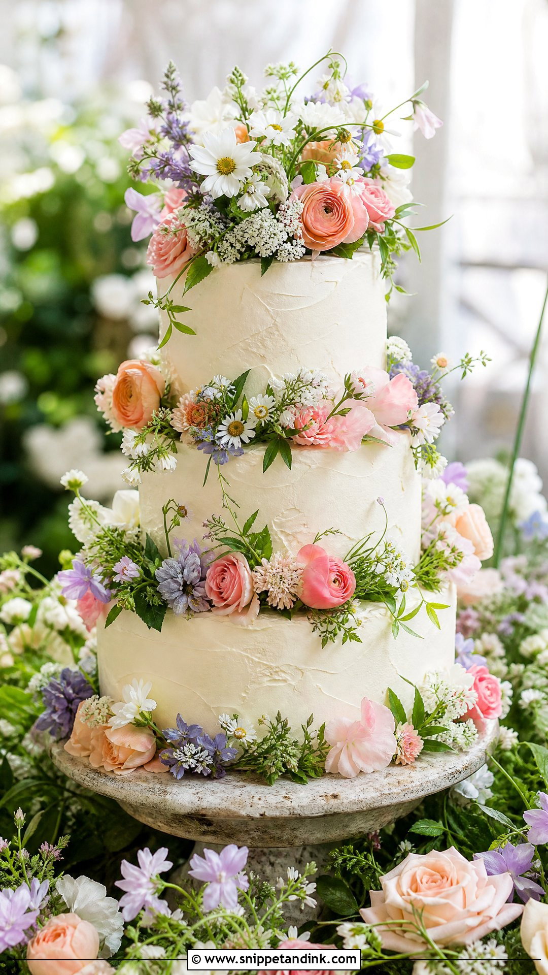 Garden Flower Wedding Cake - Snippet and Ink - 25 Flowers on Cake Ideas for Wedding
