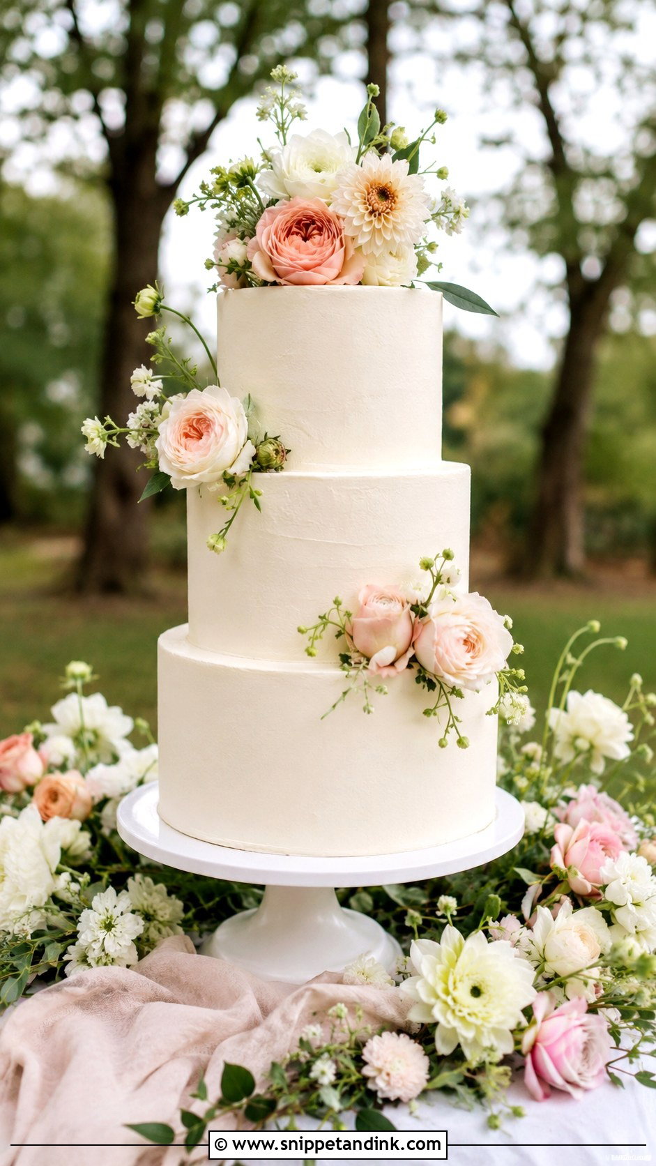 Garden Flower Wedding Cake - Snippet and Ink - 25 Outdoor Wedding Cake Ideas
