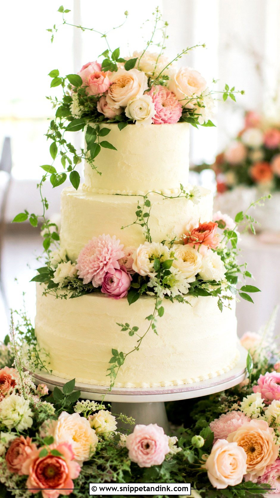 Garden Flower Wedding Cake - Snippet and Ink - 20 Flower Wedding Cake Ideas