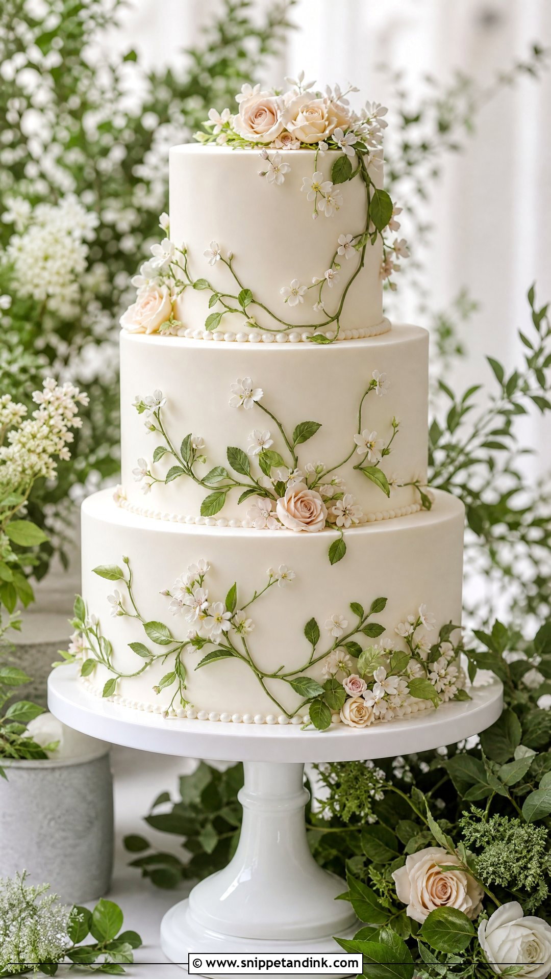 Garden Fondant Wedding Cake - Snippet and Ink - 35 Fondant Cakes for Wedding