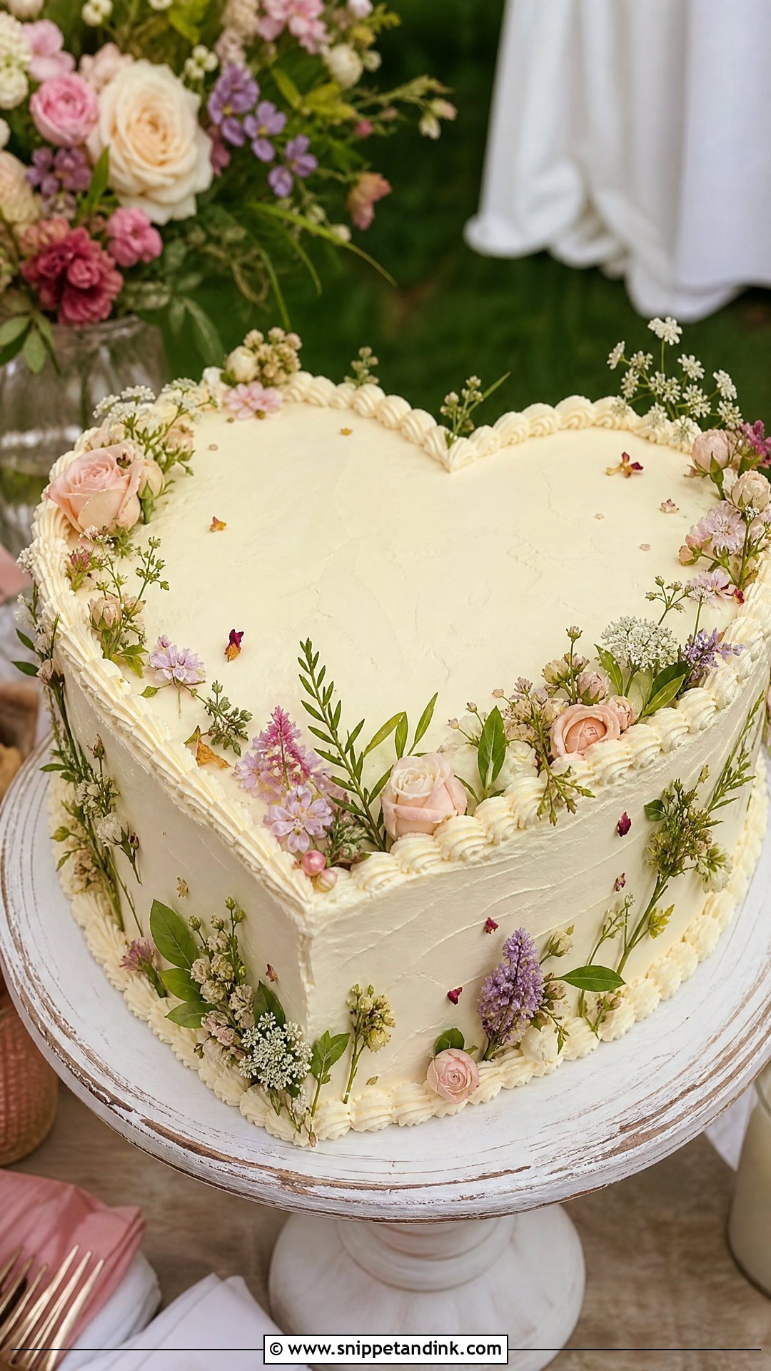 Garden Heart Wedding Cake - Snippet and Ink - 20 Love Heart Cake Ideas for Wedding