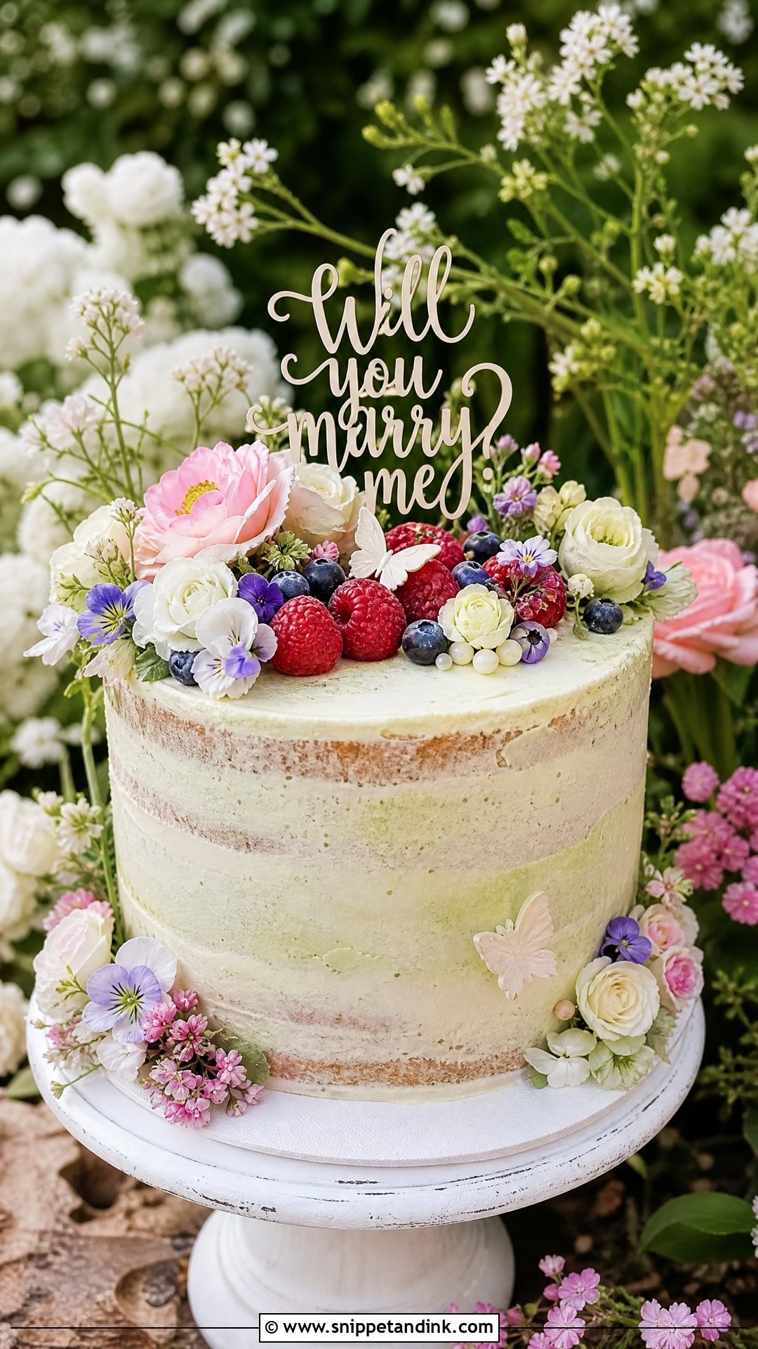 Garden Proposal Cake - Snippet and Ink - 20 Proposal Cake Ideas