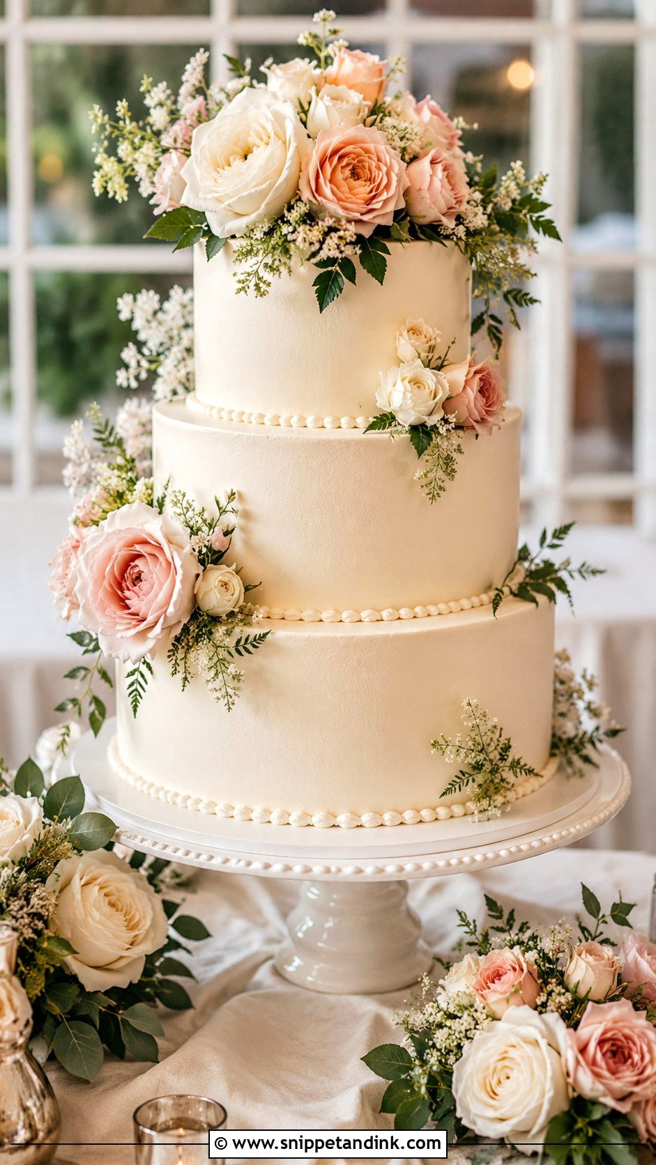 Garden Rose Wedding Cake - Snippet and Ink - 20 Flower Cakes for Wedding