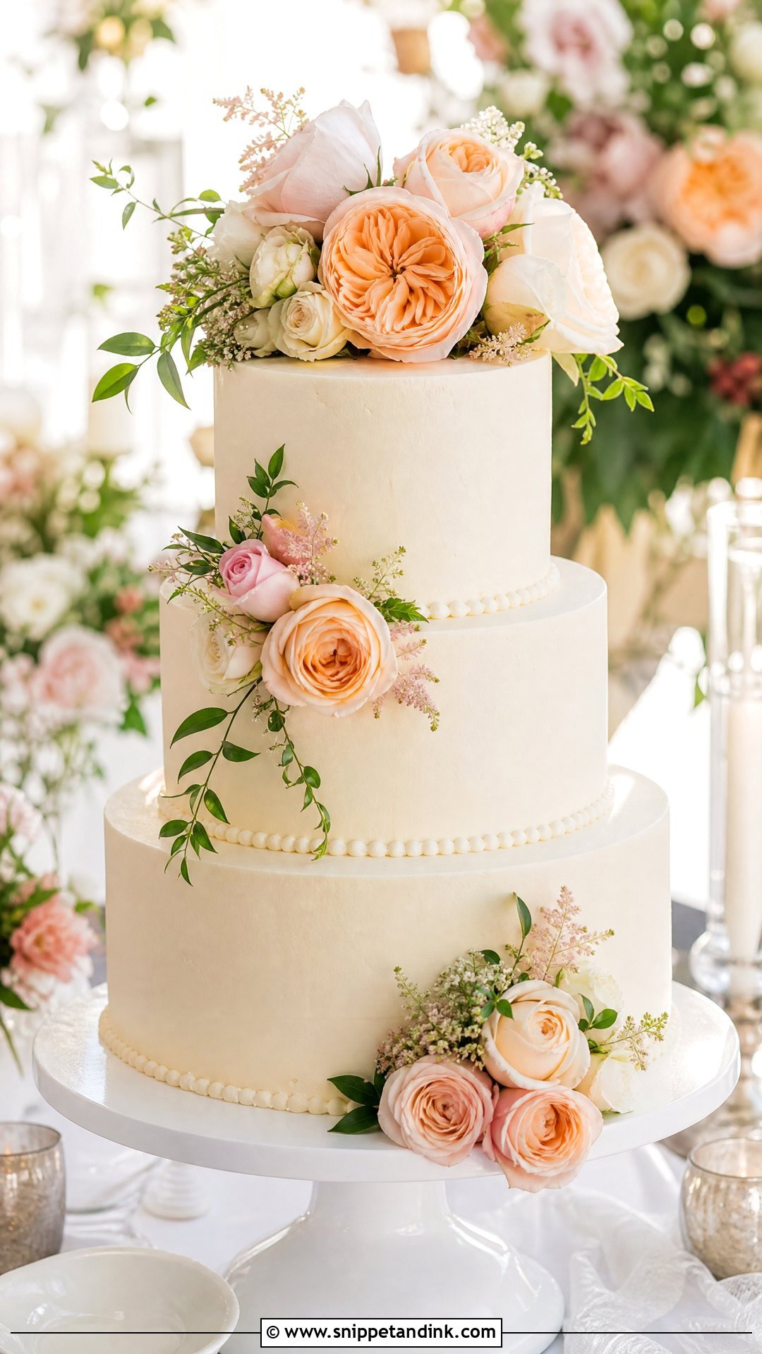 Garden Rose Wedding Cake - Snippet and Ink - 25 Love Theme Cake Ideas for Wedding