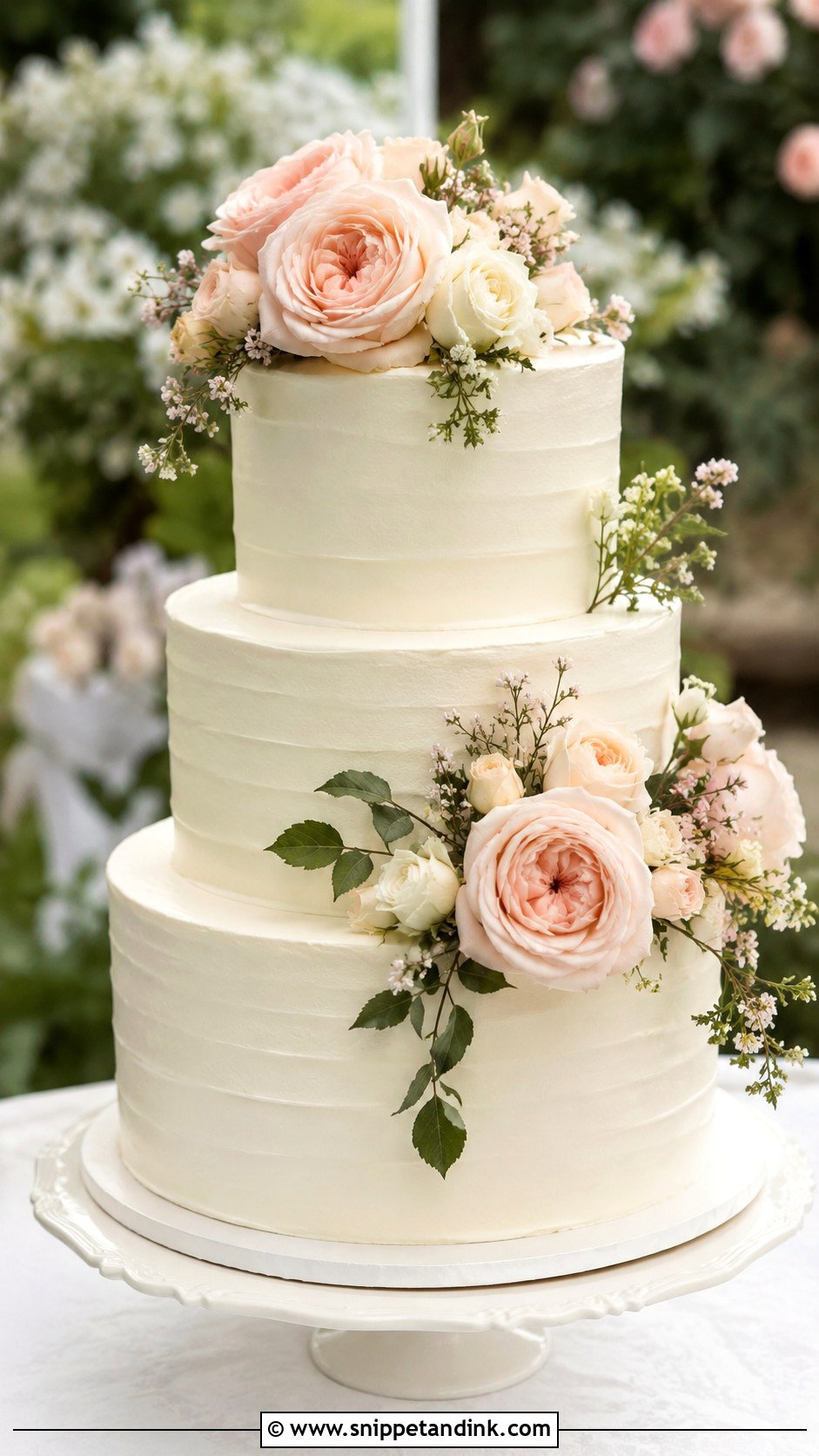 Garden Rose Wedding Cake - Snippet and Ink - 20 Feminine Cake Ideas for Wedding