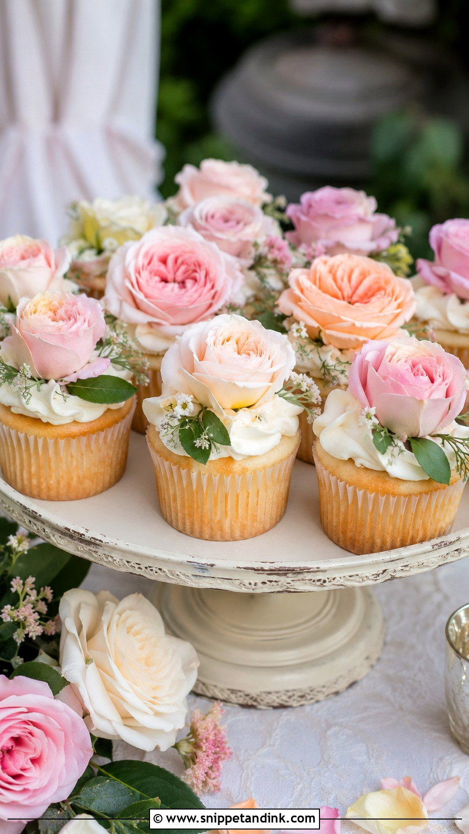 Garden Rose Wedding Cupcakes - Snippet and Ink - 20 Cupcake Ideas with Flowers for Wedding