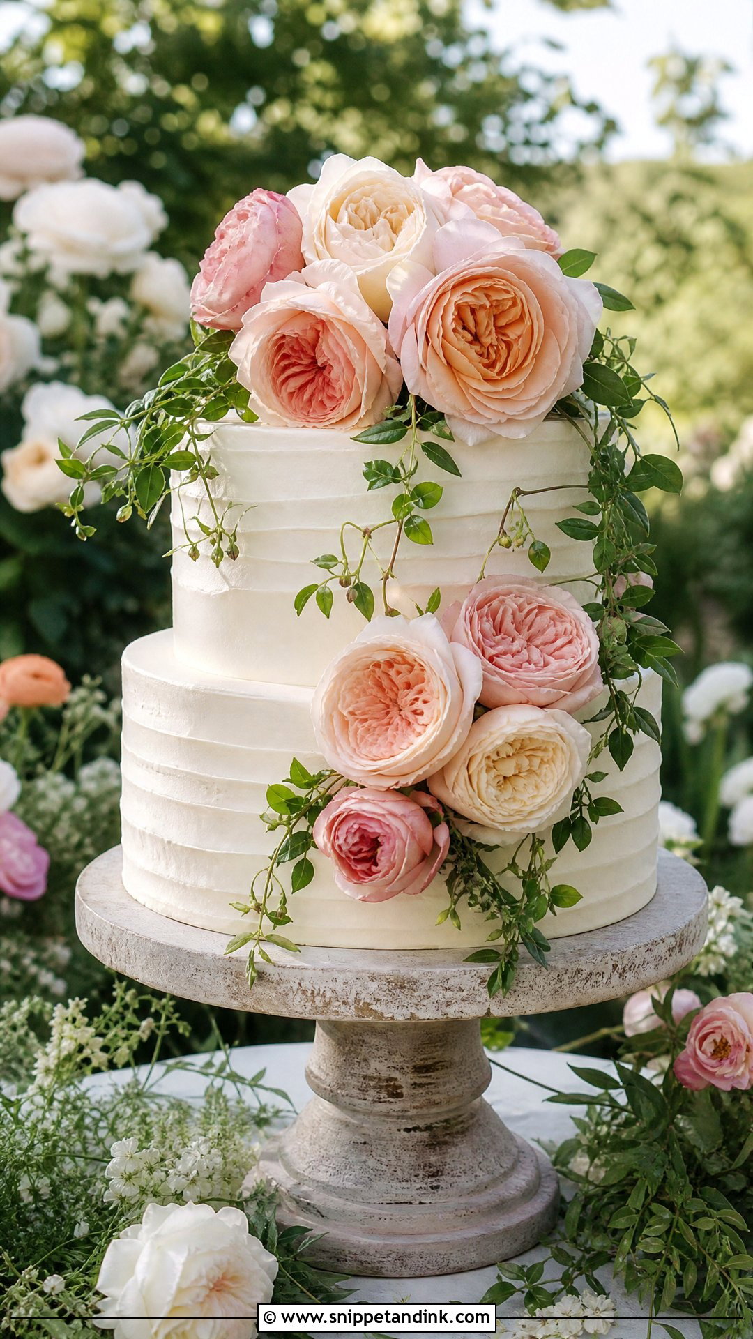 Garden Roses Wedding Cake - Snippet and Ink - 20 Roses Cake Design Ideas for Wedding