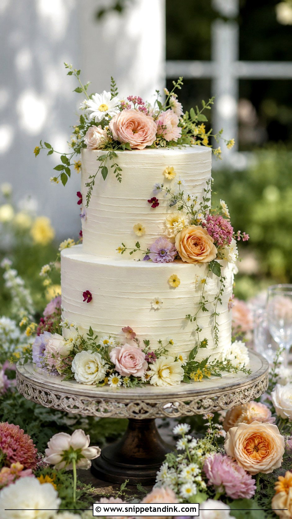 Garden Summer Wedding Cake - Snippet and Ink - 20 Simple Summer Wedding Cake Ideas