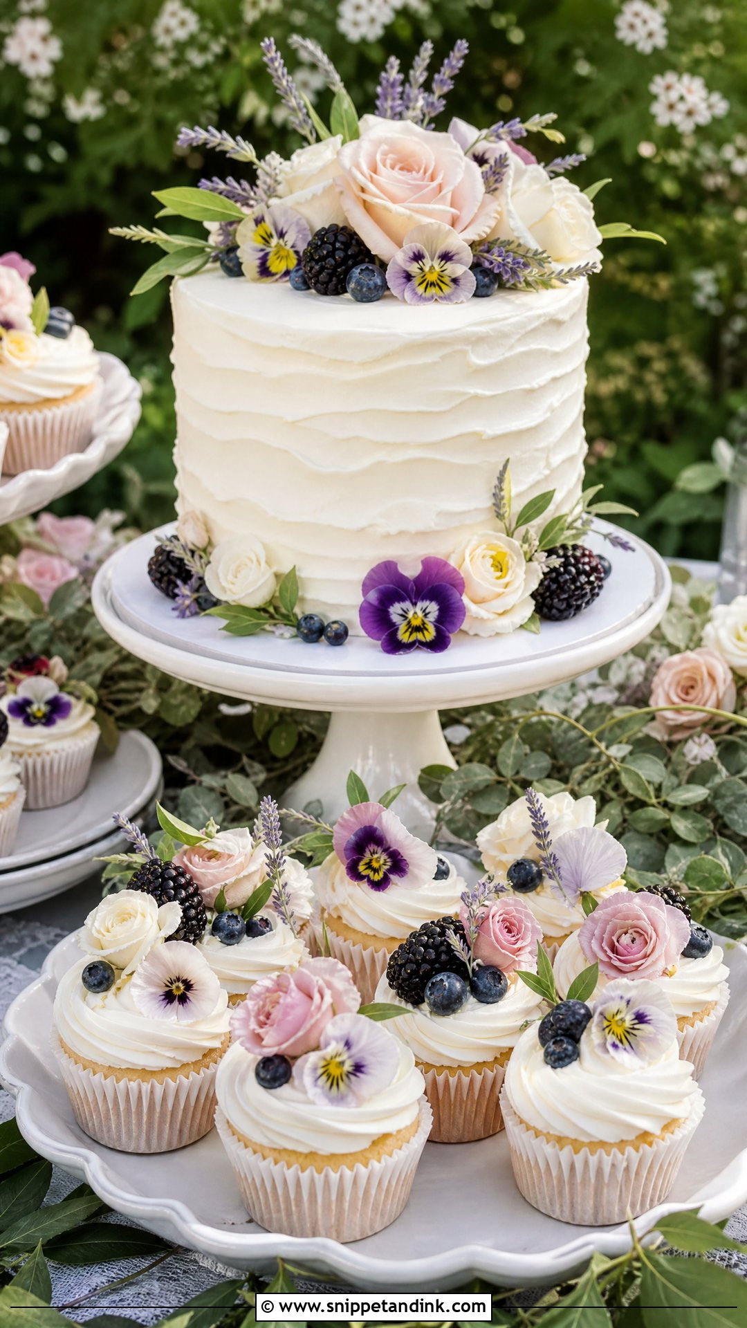 Garden Wedding Cake And Cupcakes - Snippet and Ink - 20 Wedding Cake and Cupcake Display