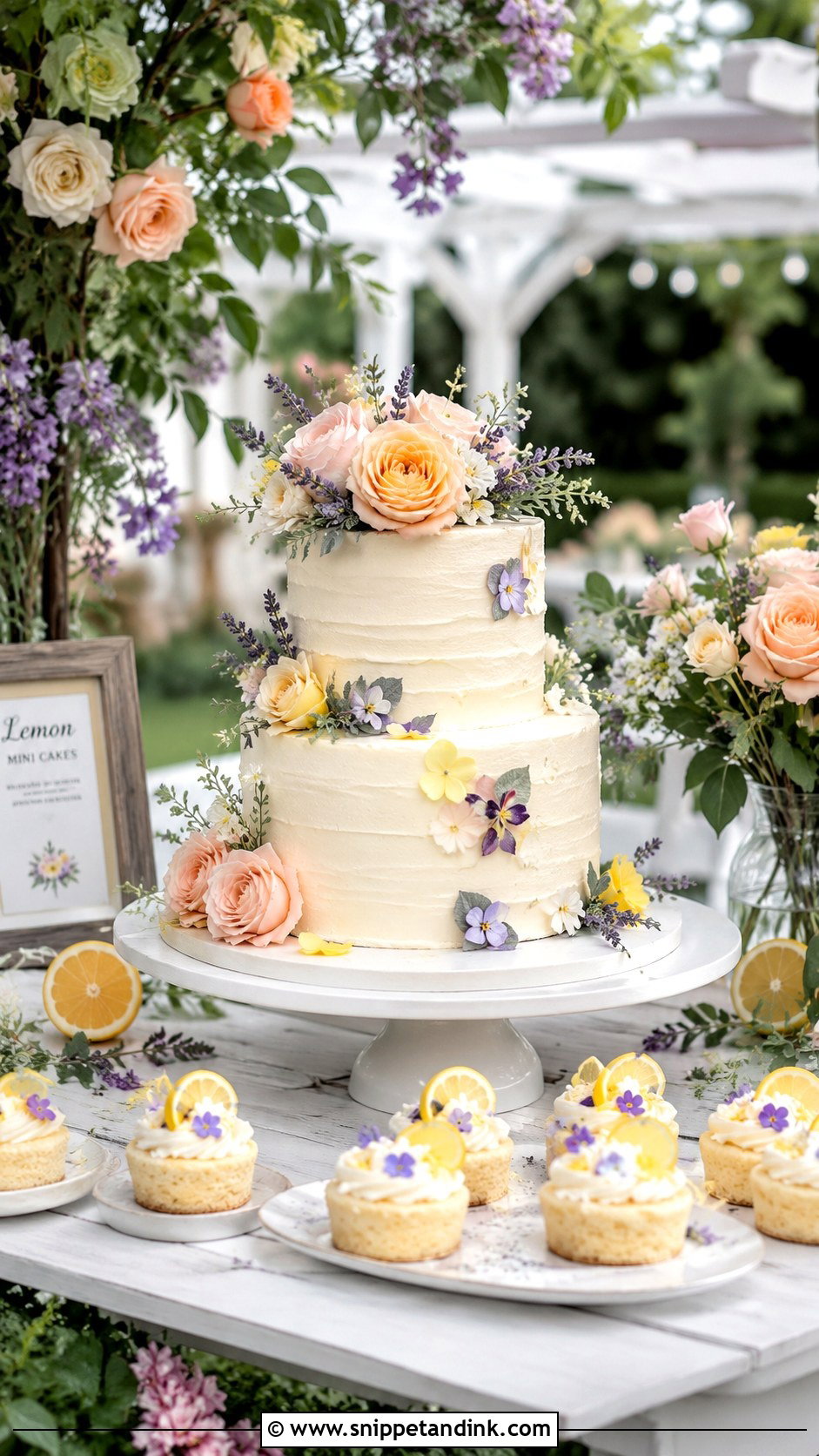 Garden Wedding Cake Station - Snippet and Ink - 20 Wedding Cake Station Ideas