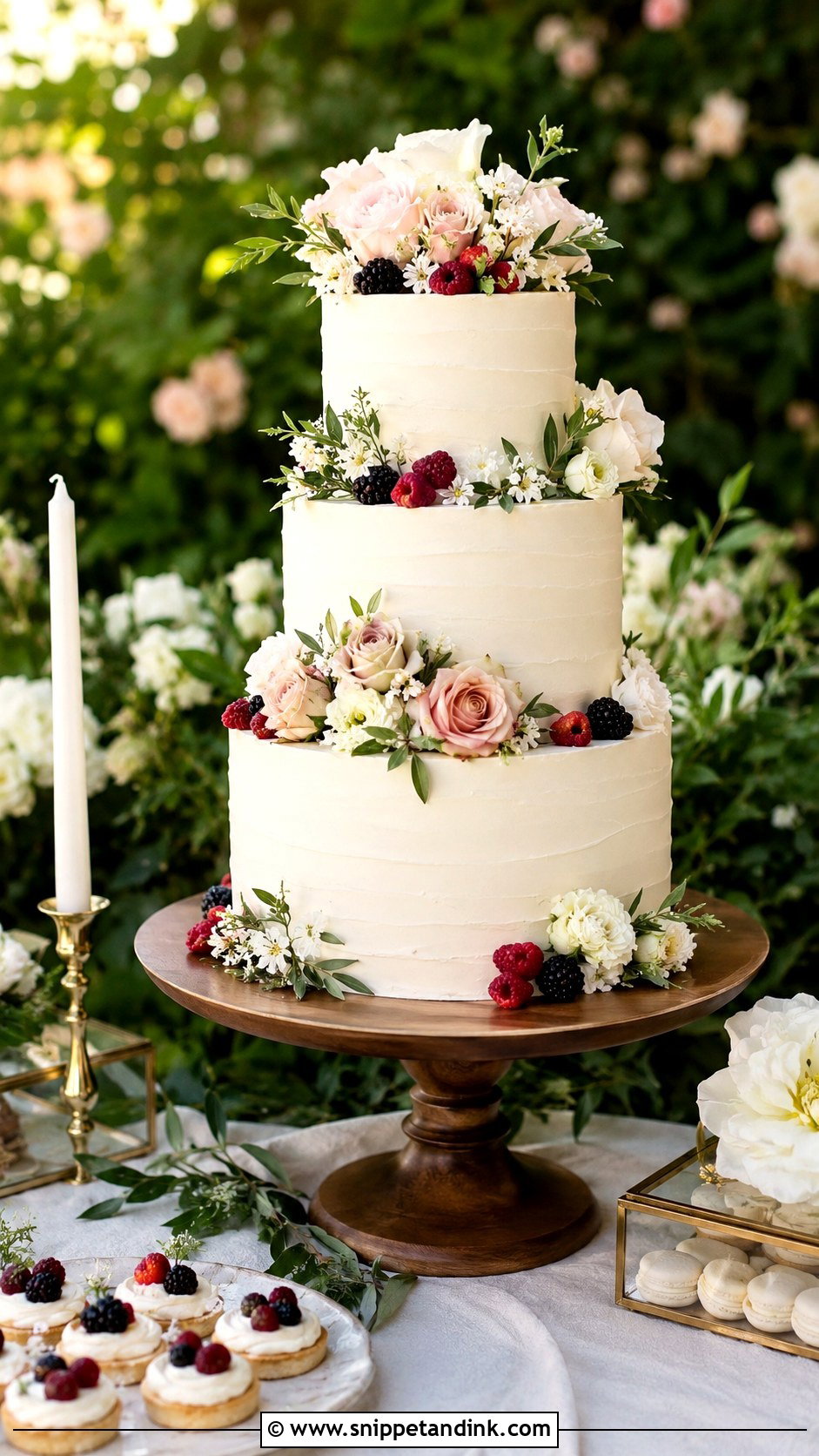Garden Wedding Cake Table - Snippet and Ink - 20 Romantic Garden Wedding Cake Ideas