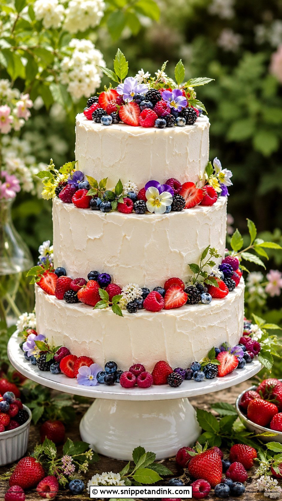 Garden Wedding Cake With Berries - Snippet and Ink - 20 Romantic Garden Wedding Cake Ideas