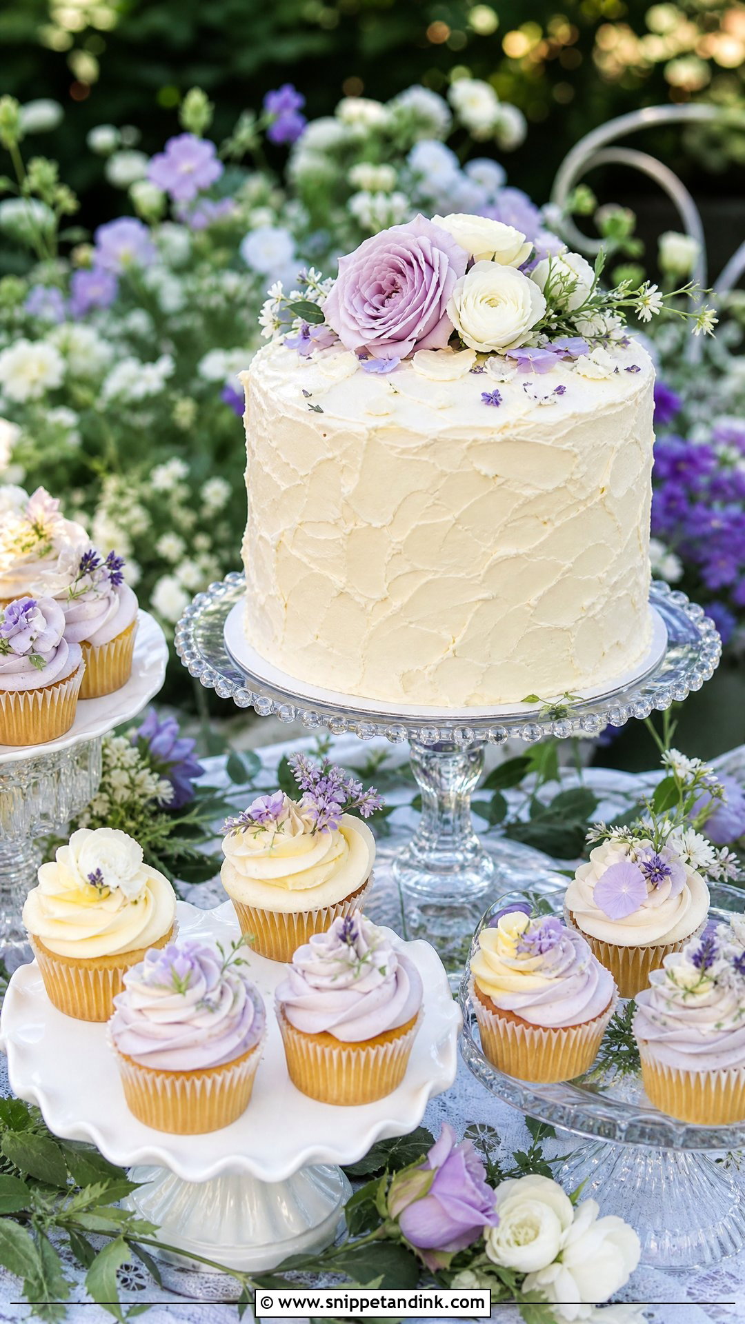 Garden Wedding Cake With Cupcakes - Snippet and Ink - 20 Wedding Cake with Cupcakes