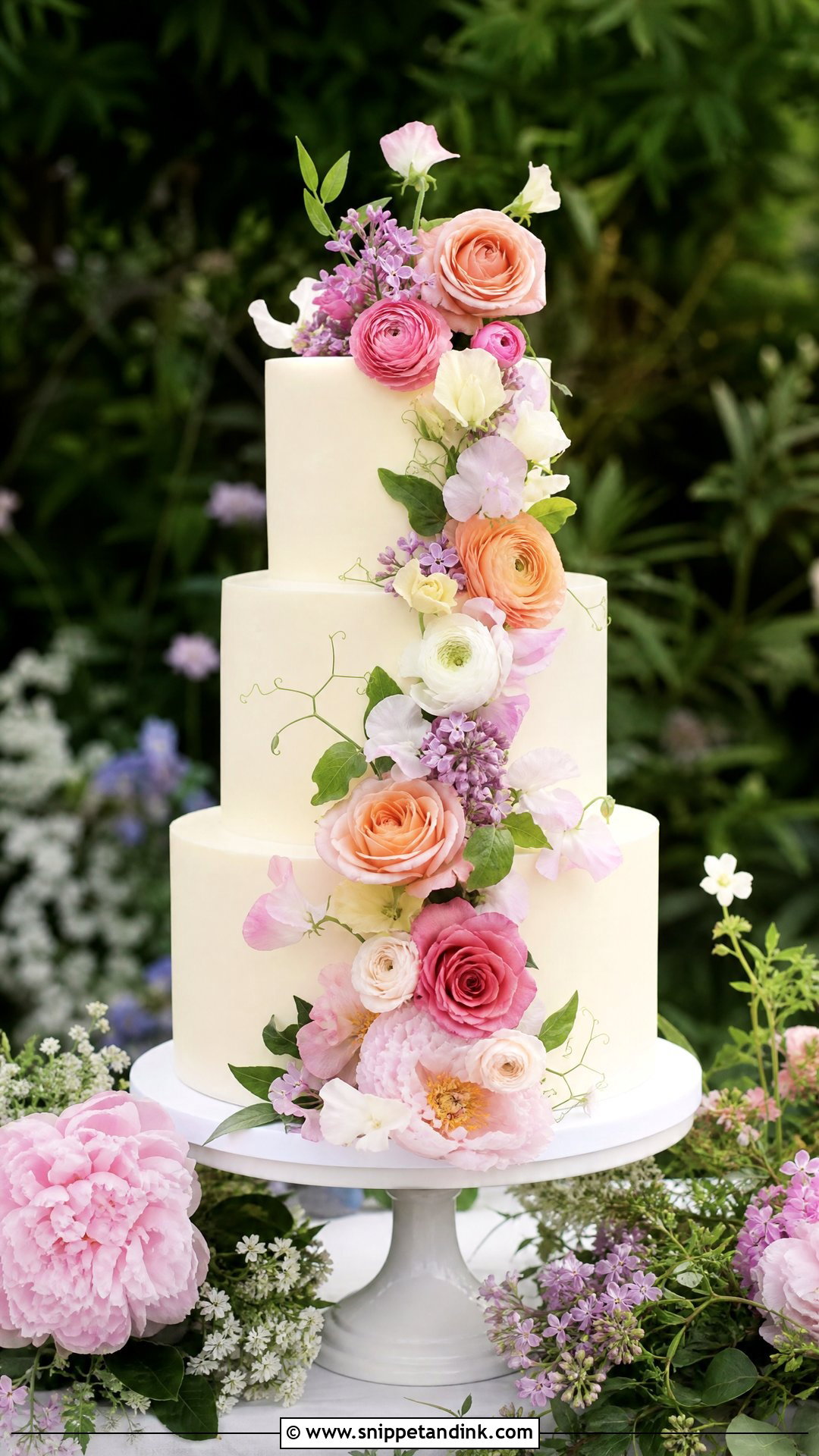 Garden Wedding Cake With Flowers - Snippet and Ink - 35 Cakes with Flowers for Wedding