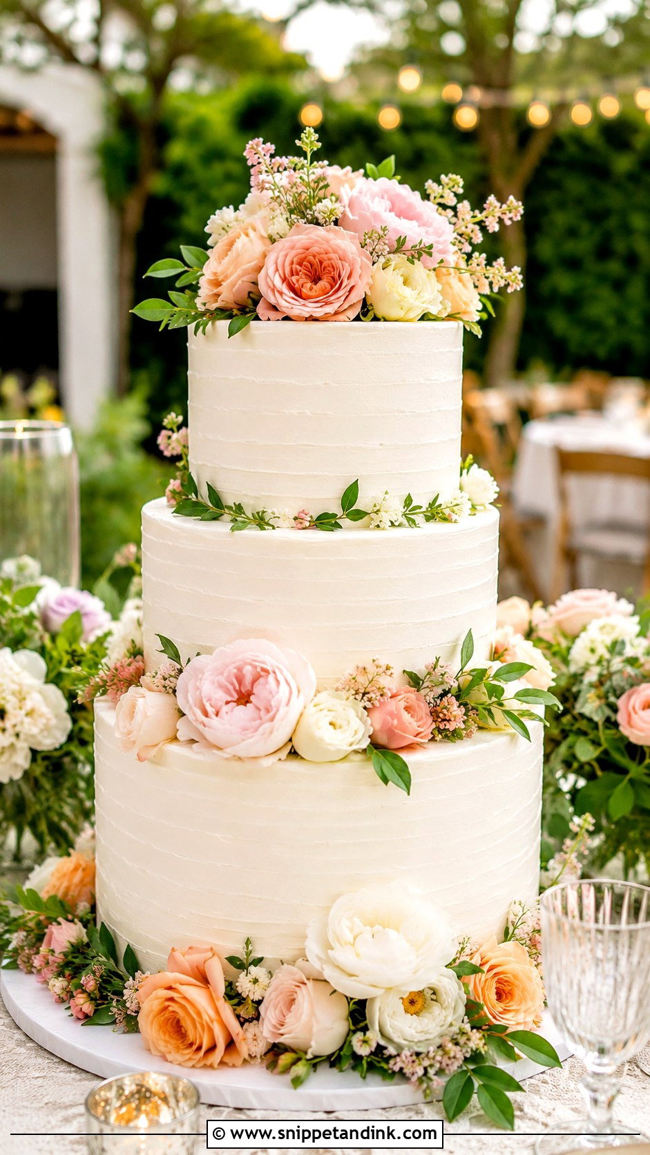 Garden Wedding Cake With Fresh Flowers - Snippet and Ink - 20 Romantic Garden Wedding Cake Ideas