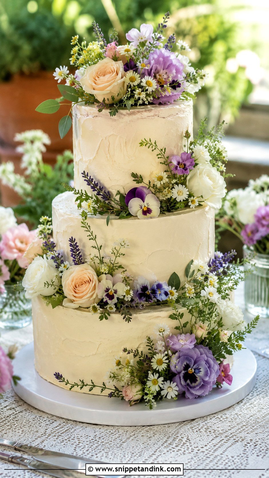 Garden Wedding Cake With Fresh Flowers - Snippet and Ink - 20 Cakes with Real Flowers for Wedding